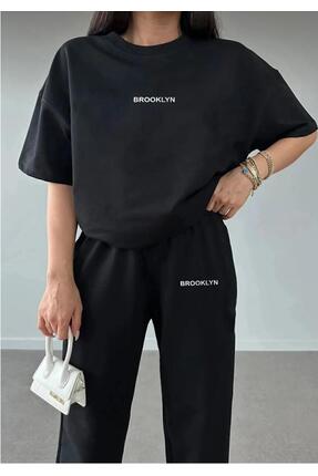 GKN WEAR Baskılı Oversize Tişört ve Jogger Eşofman Altı Alt Üst Takım