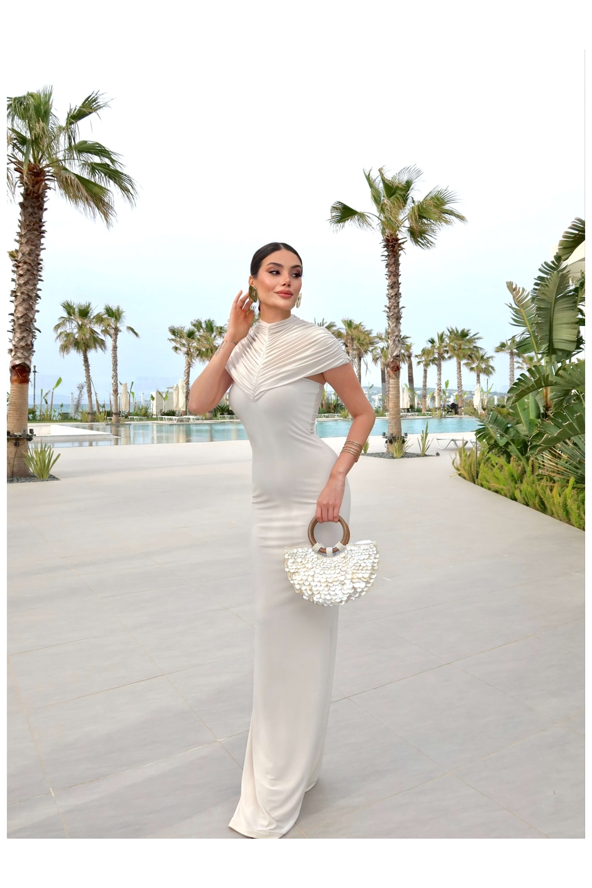 ESRAHELVACI  EH Collection Drape Yaka Maxi Elbise - Görsel 4