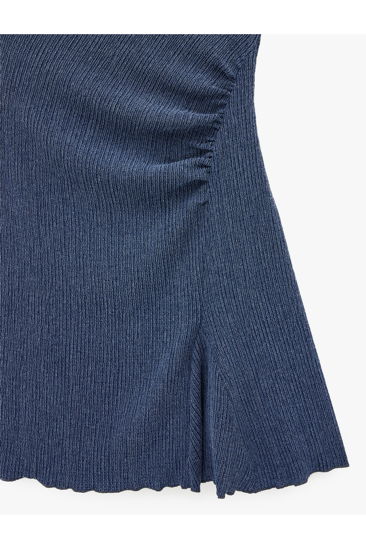 Koton  Bürümcük Kolsuz Kayık Yaka Büzgülü Asimetrik Mini Elbise - Görsel 3