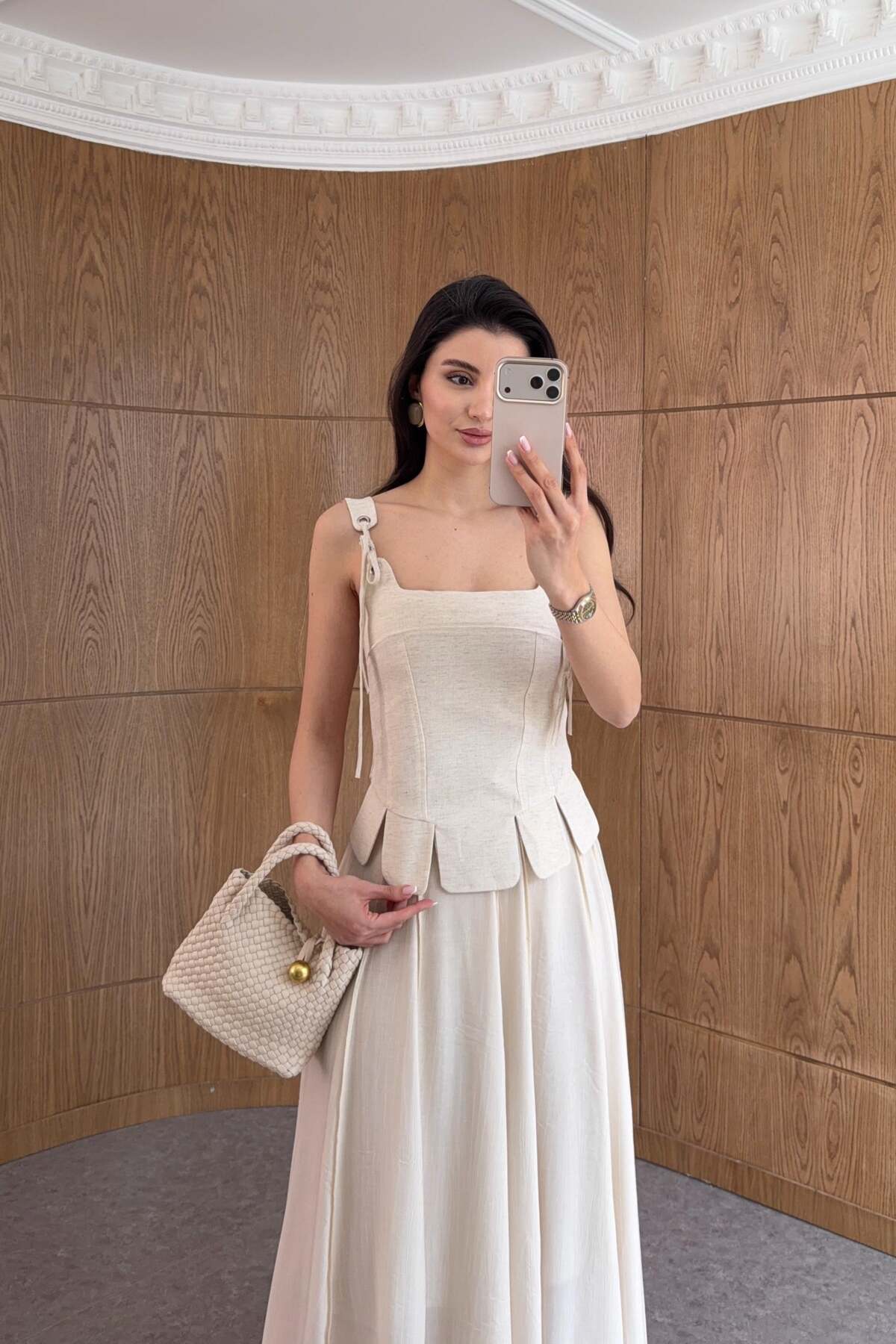 HAZELANNA  Dilimli Keten Bluz - Görsel 2