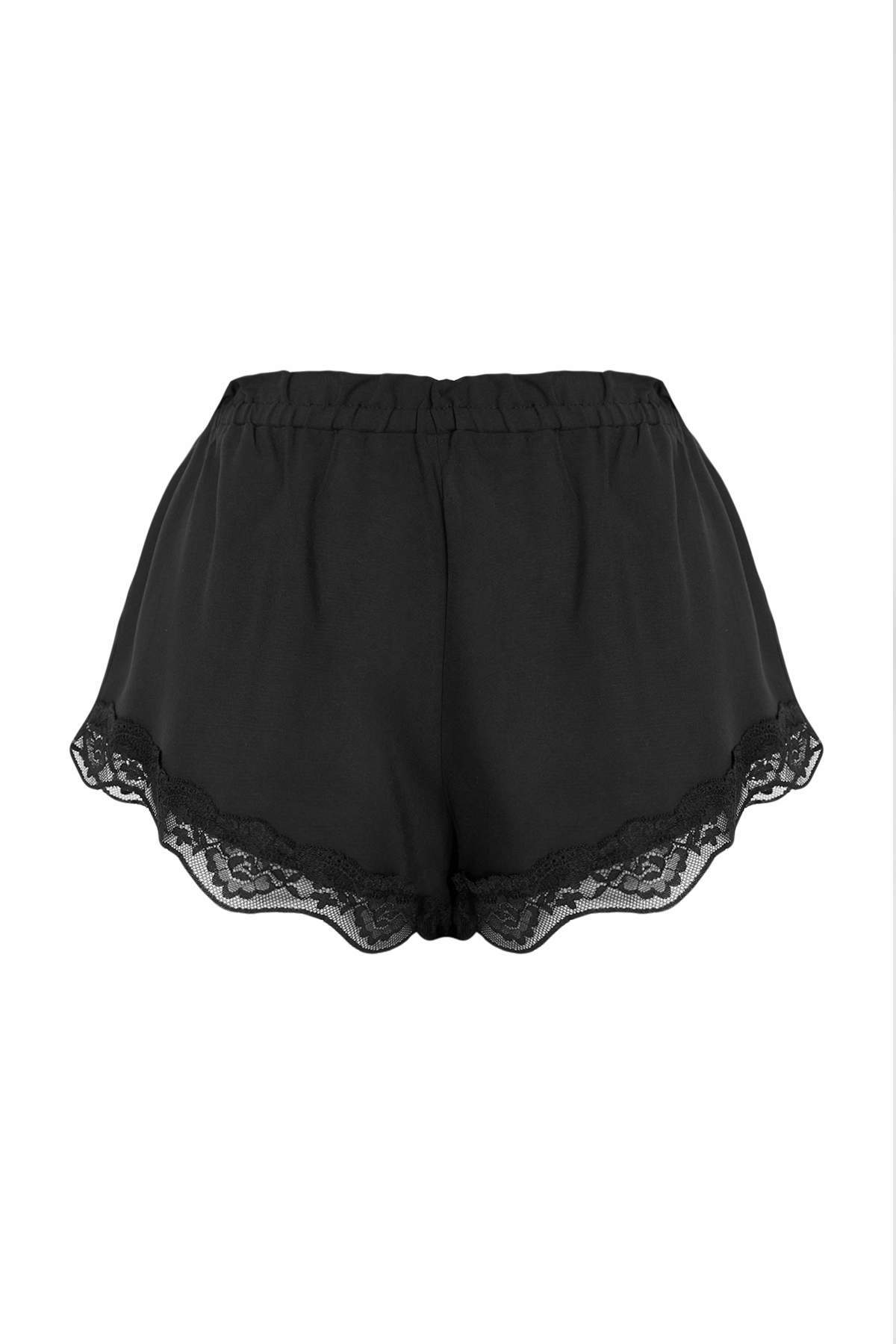 Trendyolmilla  Siyah Baskılı Shally Dokuma Pijama Takımı THMSS26PT00182 - Görsel 6