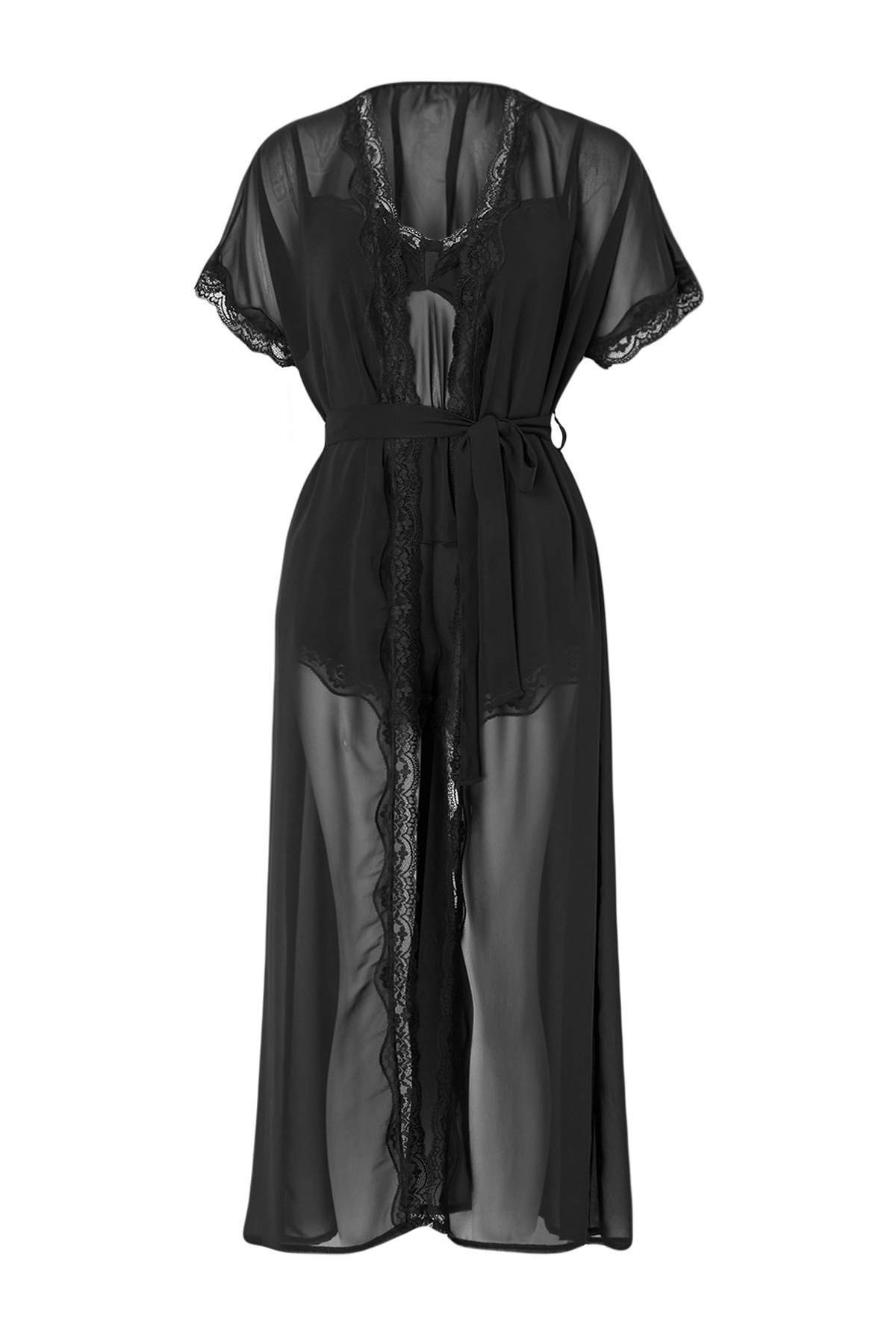 Trendyolmilla  Siyah Baskılı Shally Dokuma Pijama Takımı THMSS26PT00182