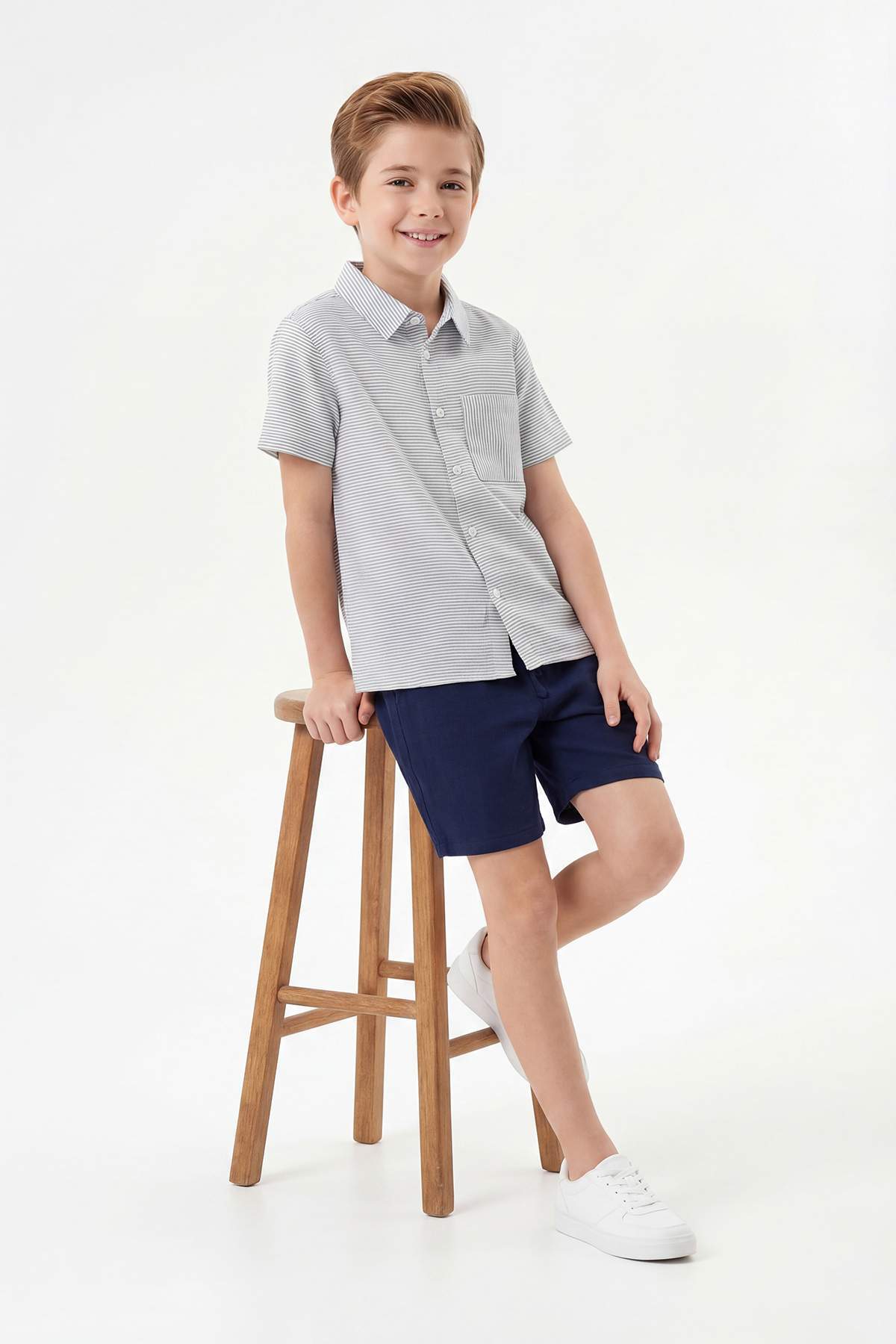 Trendyolmilla Kids Indigo Düz Dokuma Erkek Çocuk Alt - Üst Takım TKDSS26AU00048