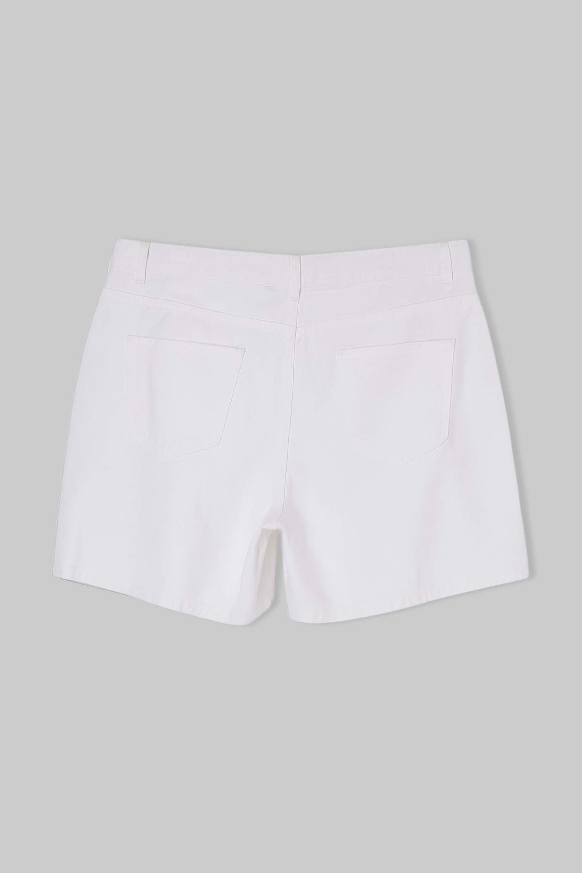 Trendyolmilla  Beyaz Yüksek Bel Yırtmaçlı %100 Pamuk Non-Stretch Büyük Beden Denim Şort Etek TBBSS26AP00020 - Görsel 4