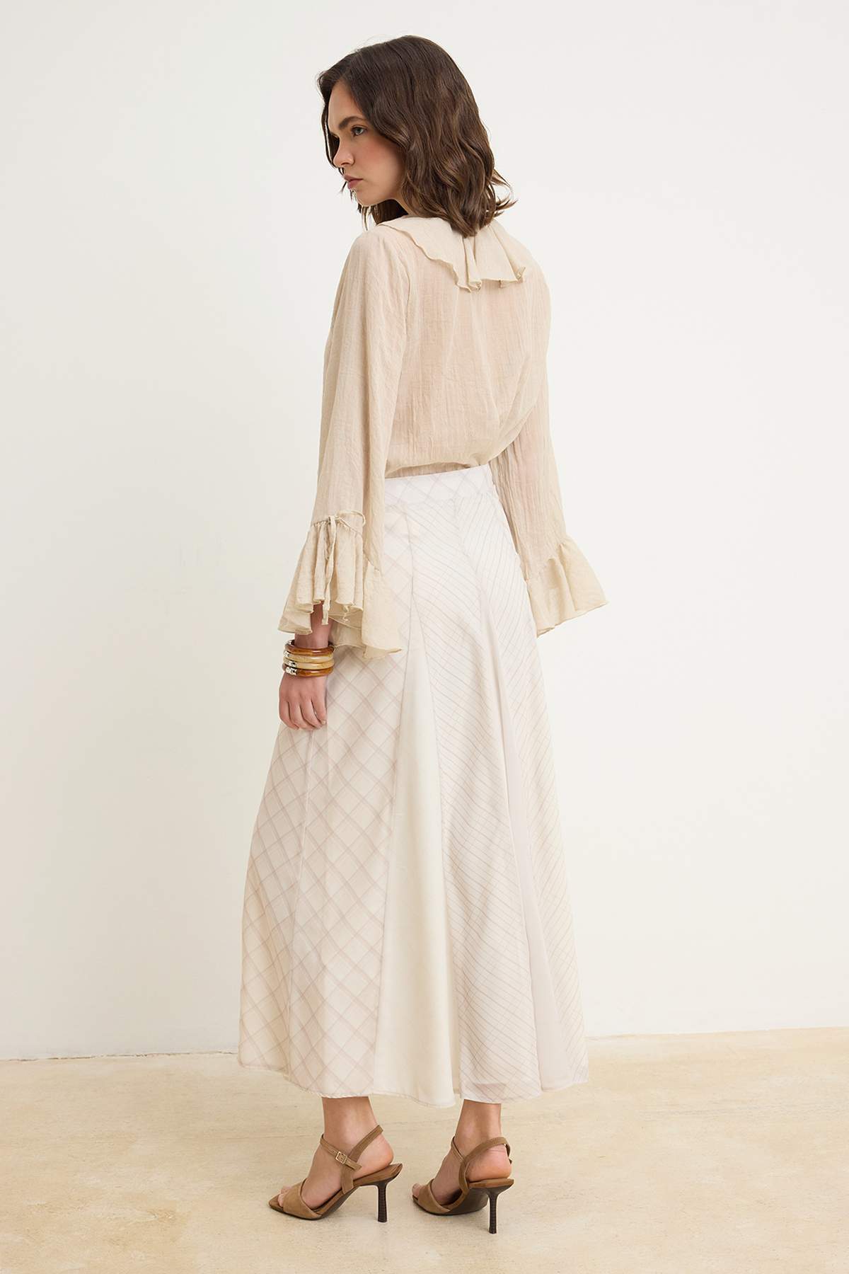 Trendyolmilla  Çok Renkli Astarlı Ekose / Kareli Dokuma Çok Parçalı Tesettür Etek TCTSS26EE00014 - Görsel 4