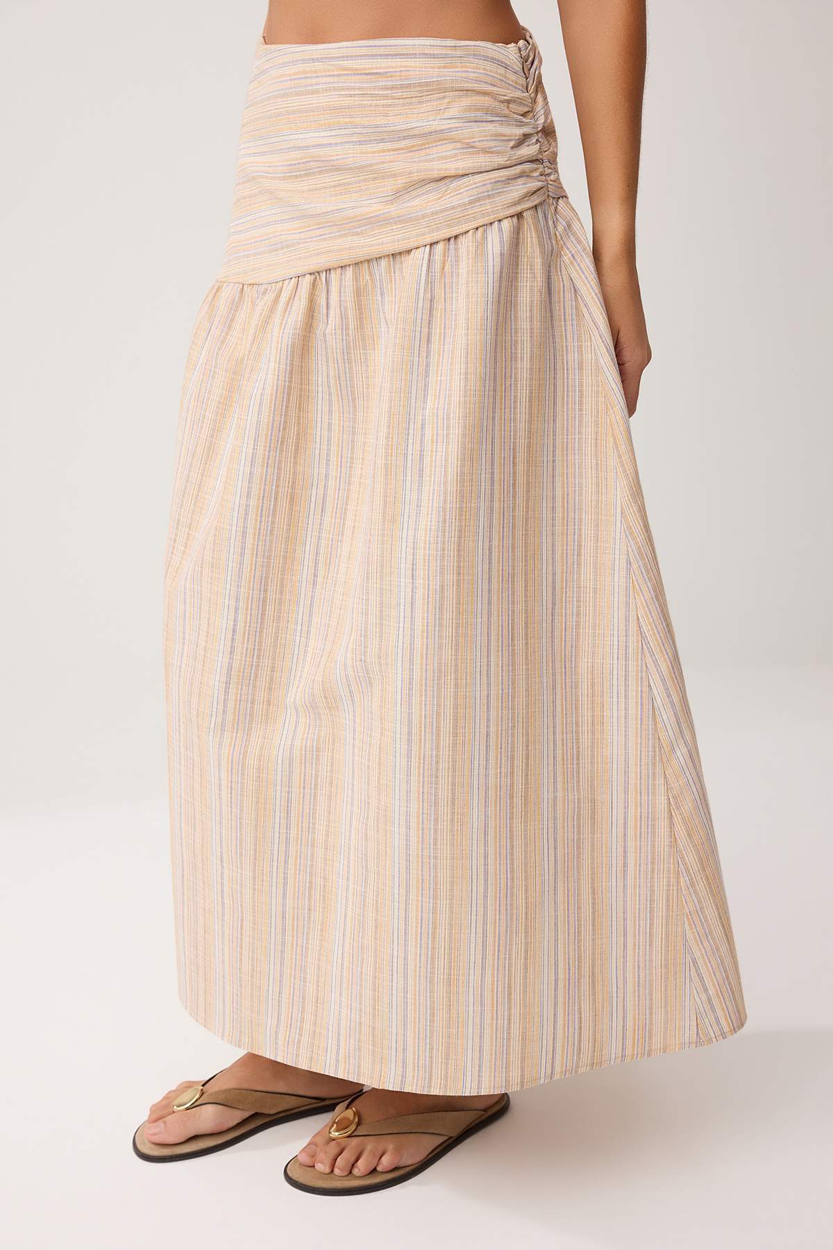 Trendyolmilla  Çok Renkli Simli Çizgili Bluz Etek Alt - Üst Takım TWOSS26AU00101 - Görsel 3