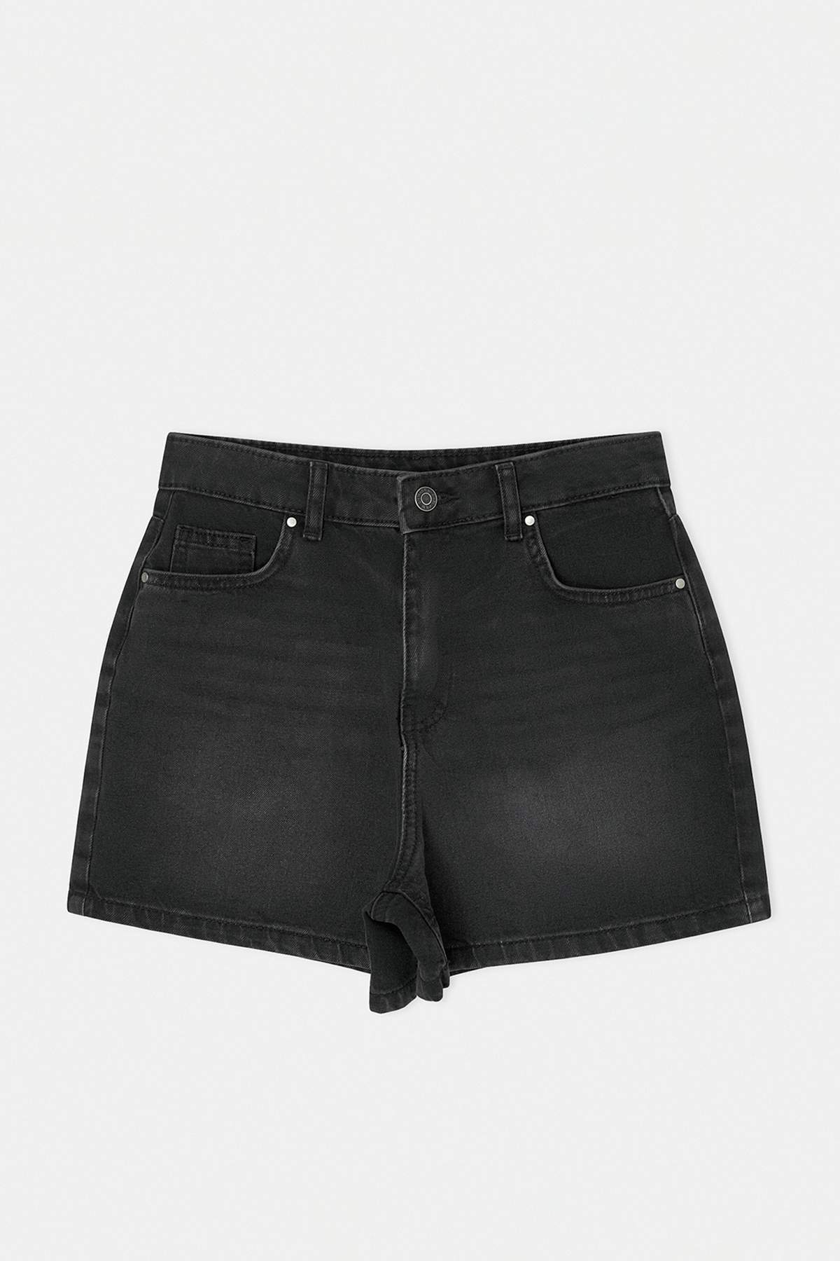 Trendyolmilla  Antrasit Yüksek Bel %100 Pamuk Denim City Şort TWOSS26SR00050