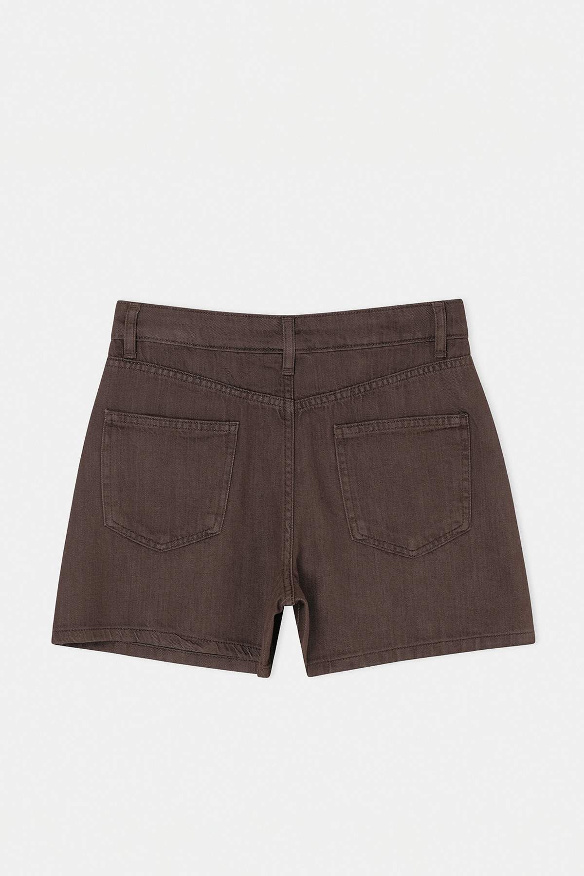 Trendyolmilla  Kahverengi Vintage Yıkama Yüksek Bel City Boy Denim Şort TWOSS26SR00068 - Görsel 2