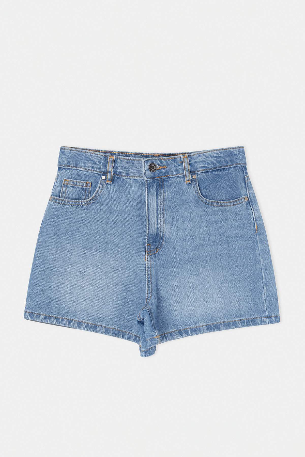 Trendyolmilla  Mavi Yüksek Bel %100 Pamuk Denim City Şort TWOSS26SR00050