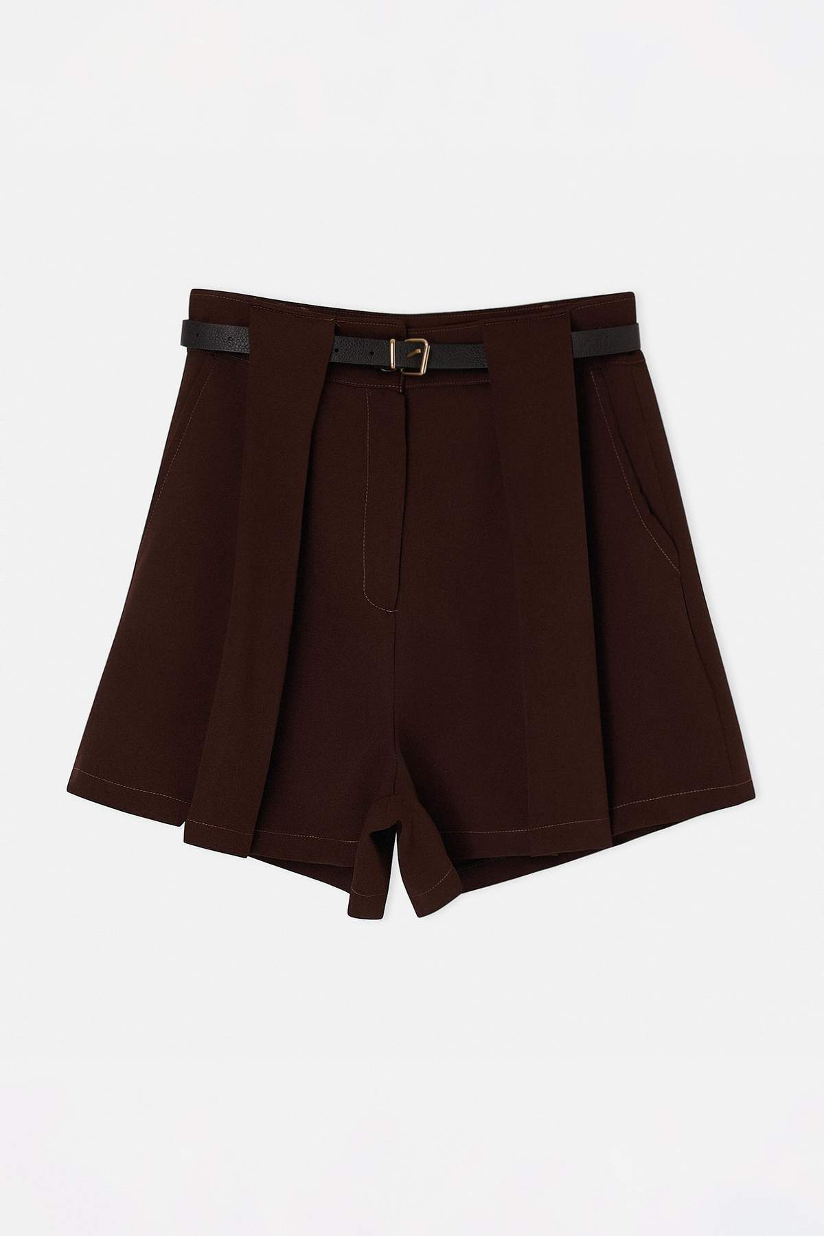 Drop by Trendyolmilla Kahverengi Kemerli Pileli Şort TDRSS26SR00013