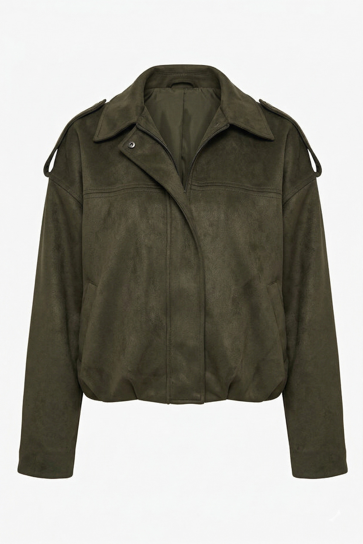 Jaglion ZR Kadın Bomber Haki Süet Oversize Ceket
