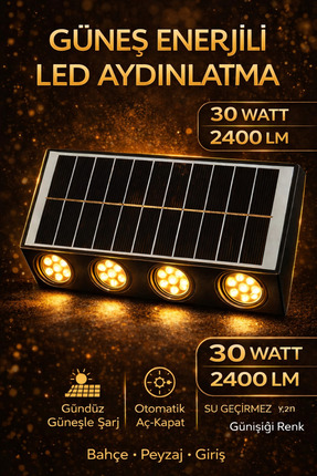 LUMIXA ENERJİ VELUNA SOLAR APLİK 30 WATT 2400 LÜMEN "GÜNEŞ ENERJİLİ"YÜKSEK IŞIK"
