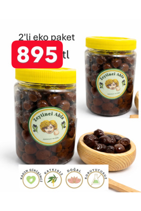 Zeytinci Abla Siyah Zeytin Organik (Yeni Sezon) Çevirme 1000 gr - 2'li Eko paket