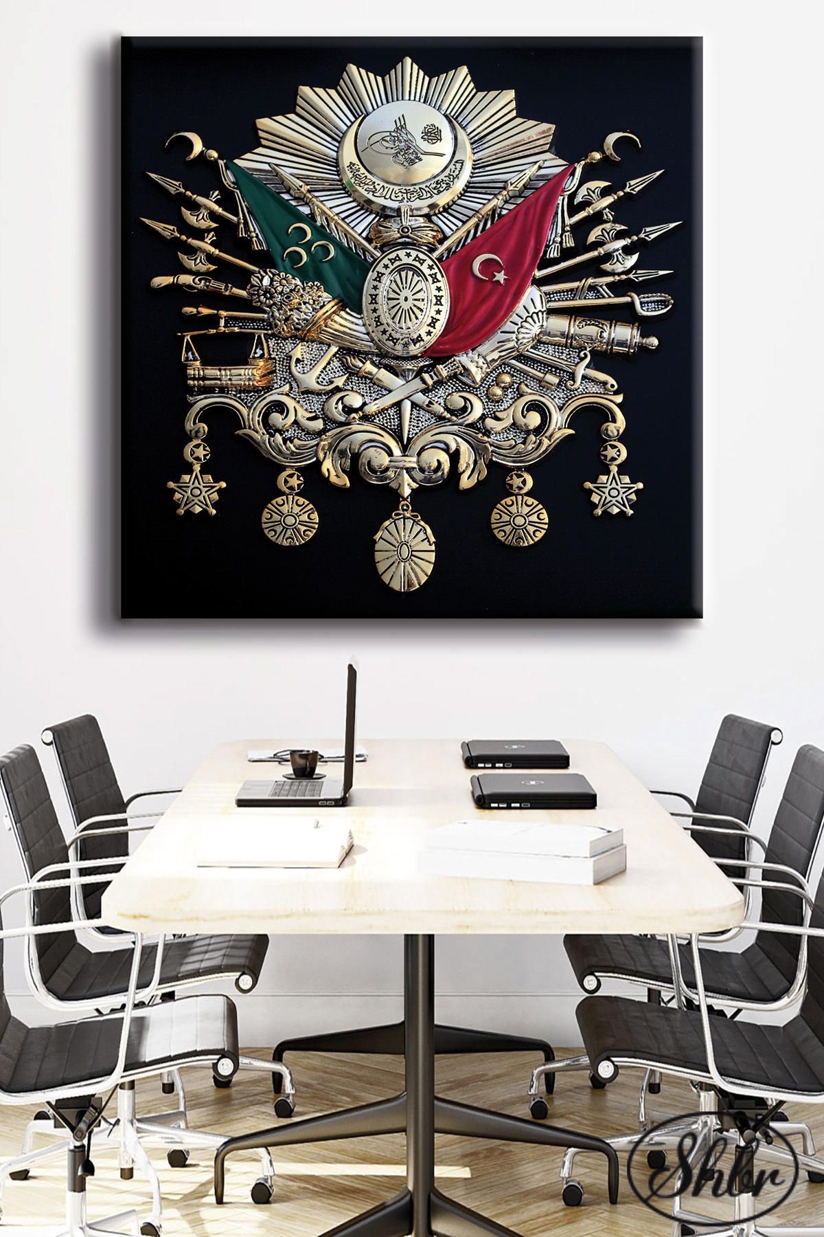 Single Square Decorative Canvas Painting Living Room Bedroom Cafe Office Ottoman State Coat of Arms