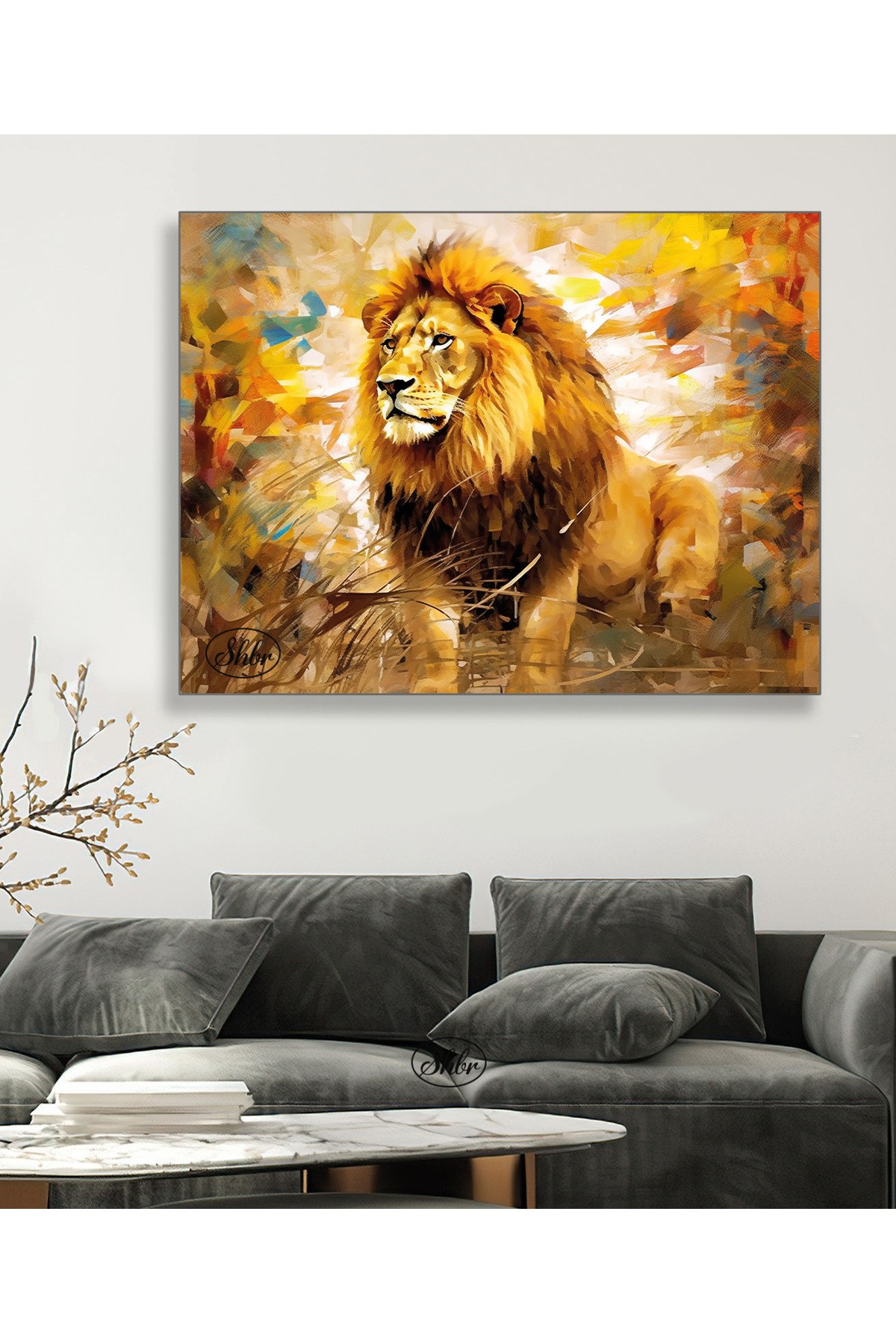 Single Horizontal Canvas Wall Table Lion with Noble Posture Decorative Canvas Painting