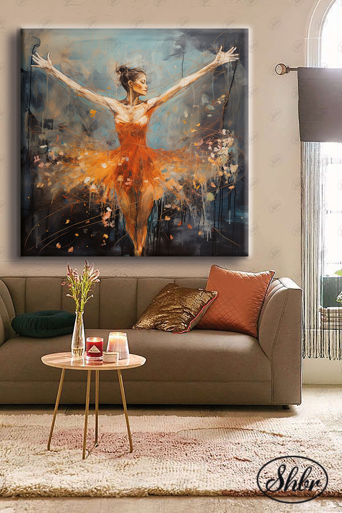 Single Square Decorative Canvas Table Living Room Bedroom Cafe Office Oil Painting Effect Ballerina