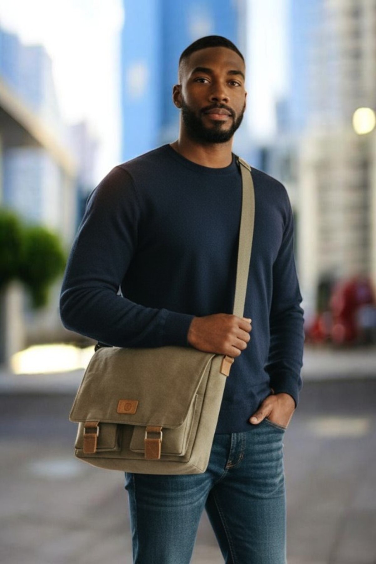 QUB CLUB  Unisex Kanvas Su Geçirmez Postacı Iş Okul Evrak Laptop Notebook Çantası (EL ÇANTASI HEDİYELİ)