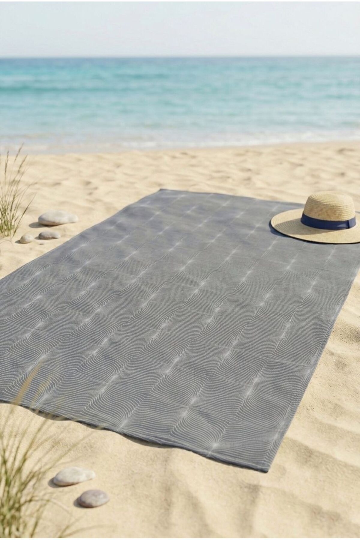 Deep Wave Anthracite Beach Towel 70 x 150 cm