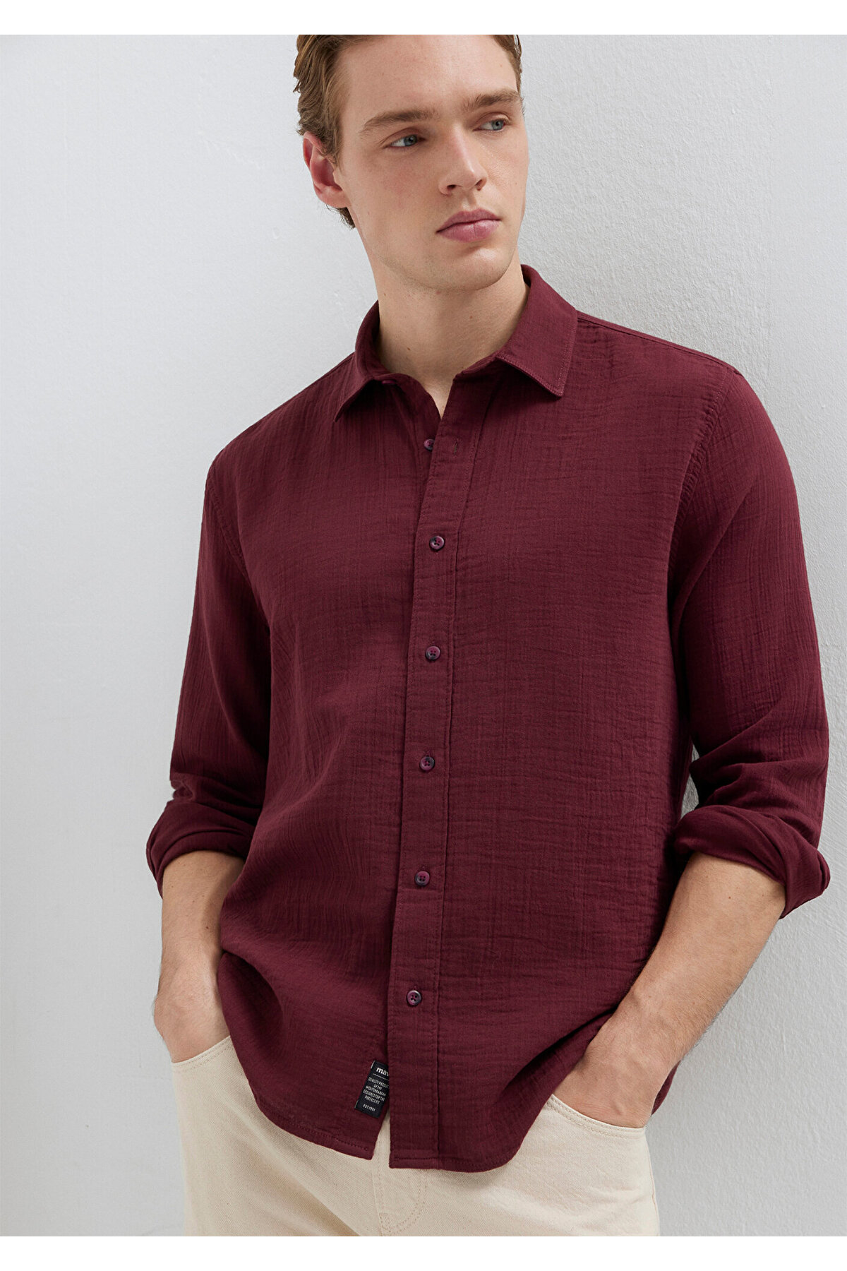 Mavi  Bordo Gömlek Regular Fit / Normal Kesim 0211518-70426 - Görsel 3