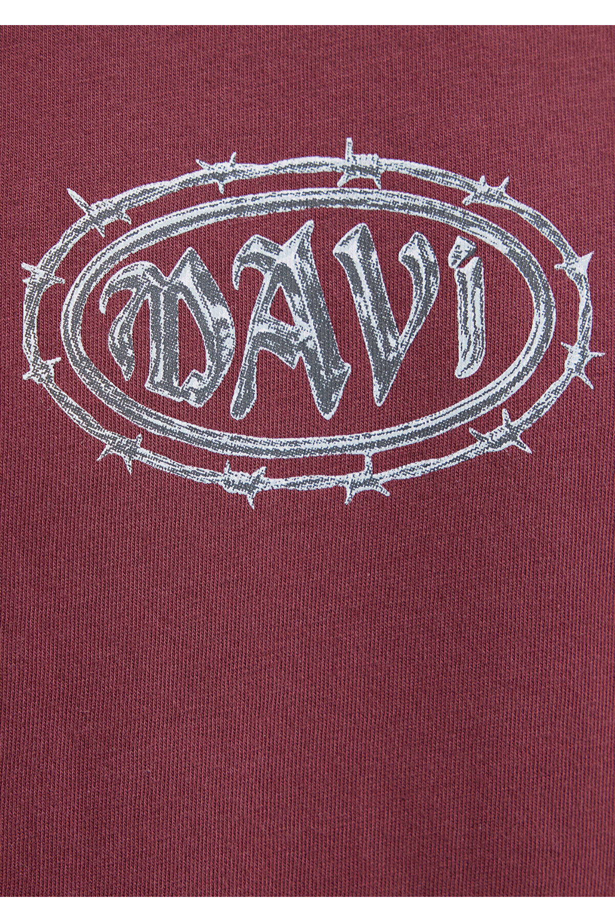 Mavi  Baskılı Bordo Tişört Oversize / Geniş Kesim 0613211-70396 - Görsel 7