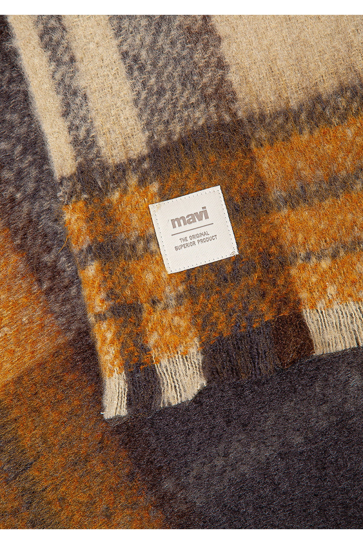 Mavi  Püsküllü Kareli Atkı 1913597-35708 - Görsel 3