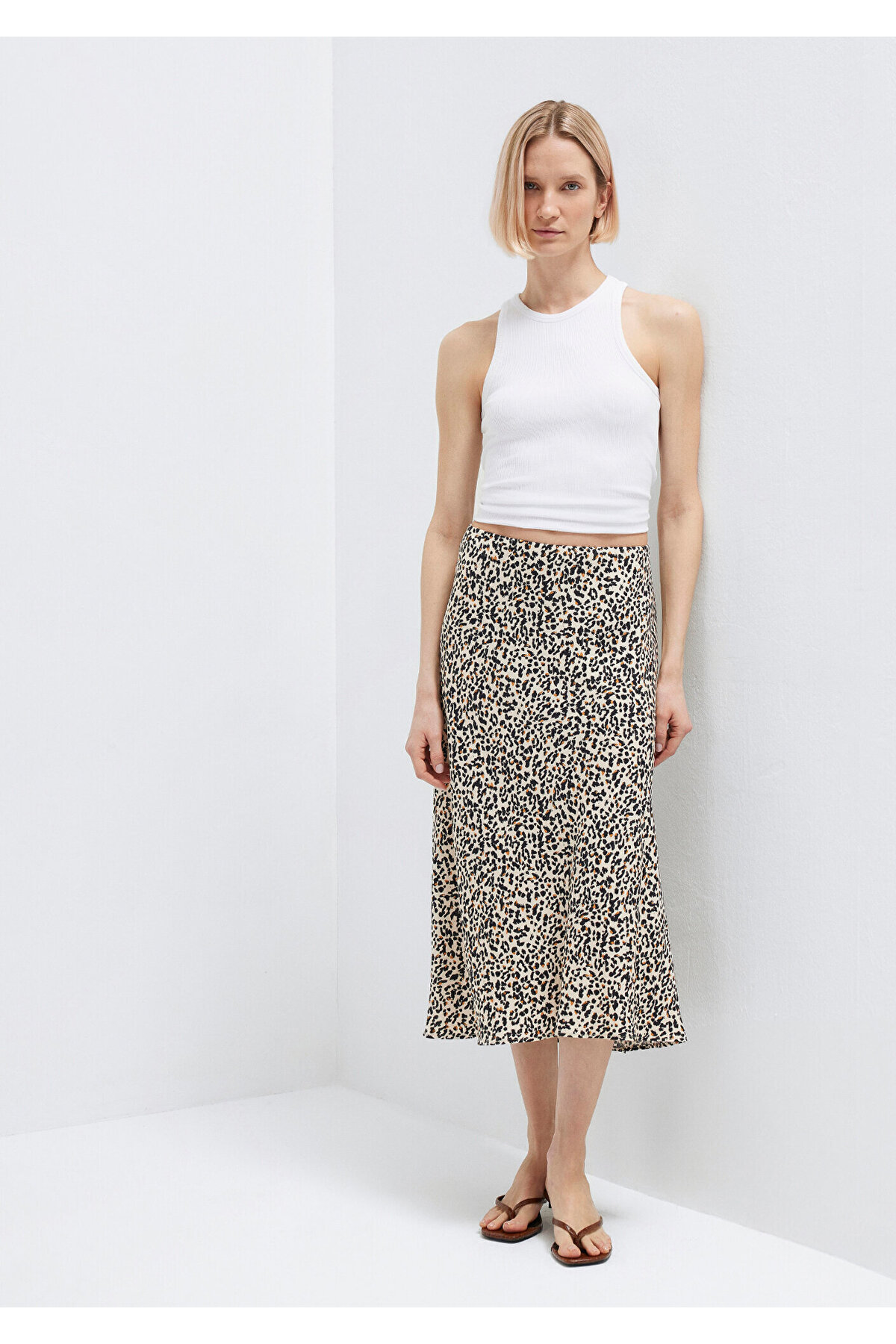 Mavi  Baskılı Ekru Midi Etek 1310583-91477 - Görsel 2