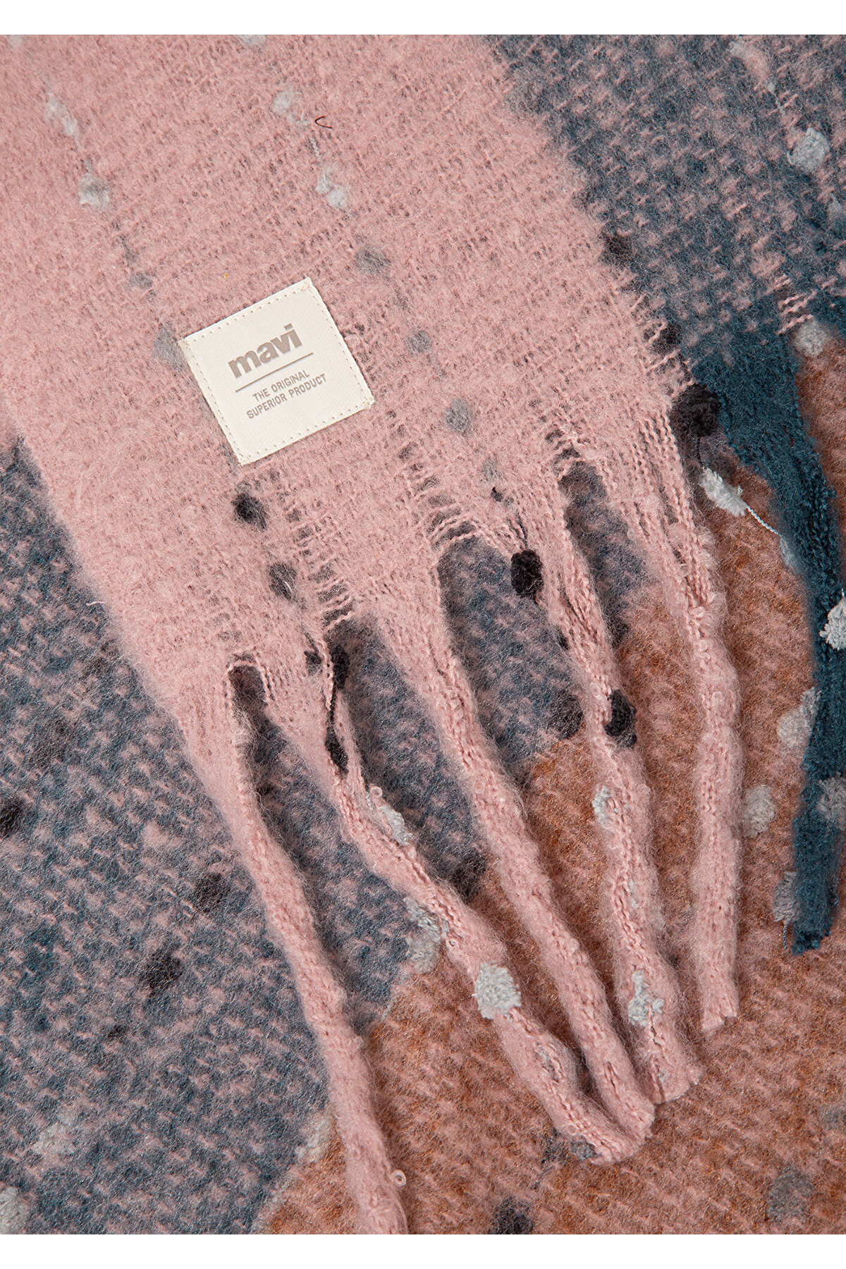 Mavi  Püsküllü Pembe Atkı 1910697-17865 - Görsel 3