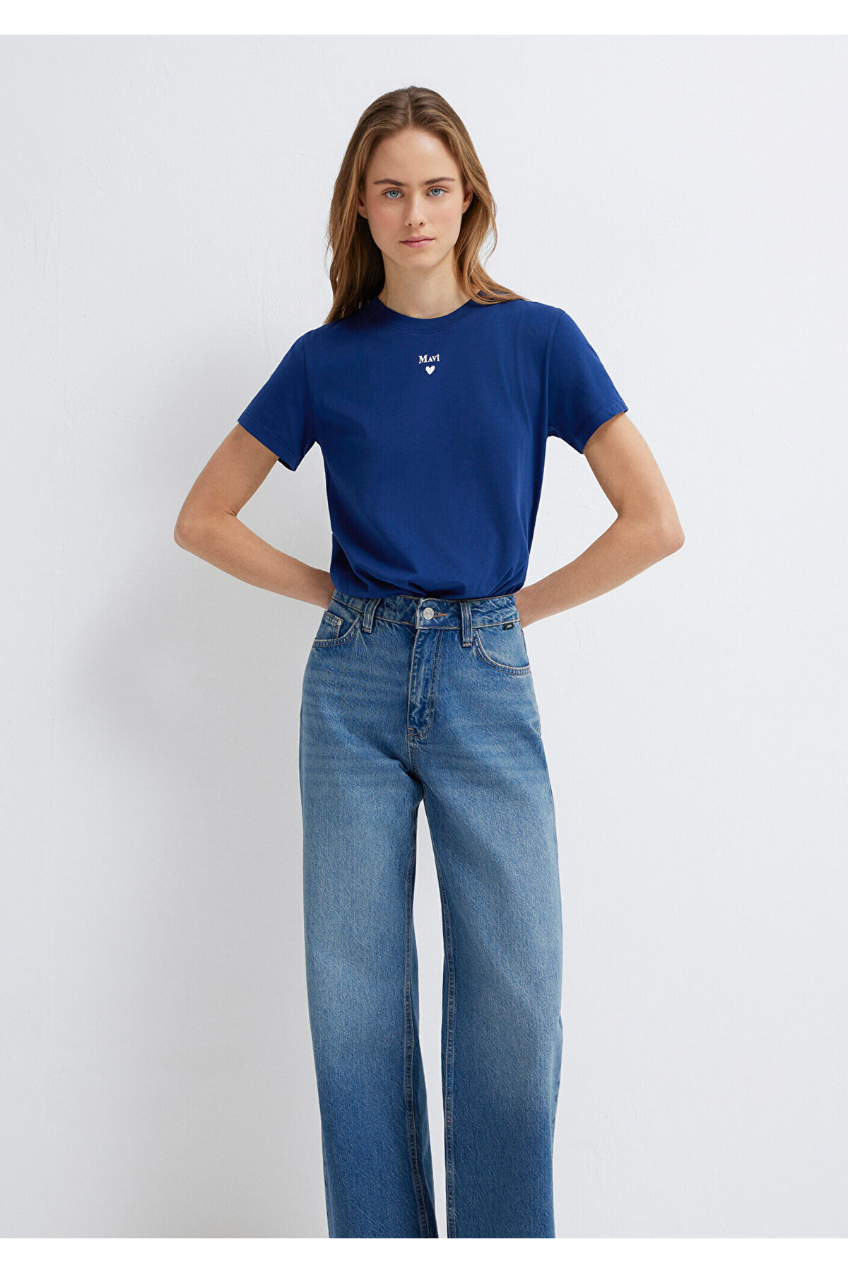 Mavi  Logo Baskılı Lacivert Tişört Semi Slim Fit / Yarı Dar Kesim 1601185-70722 - Görsel 2