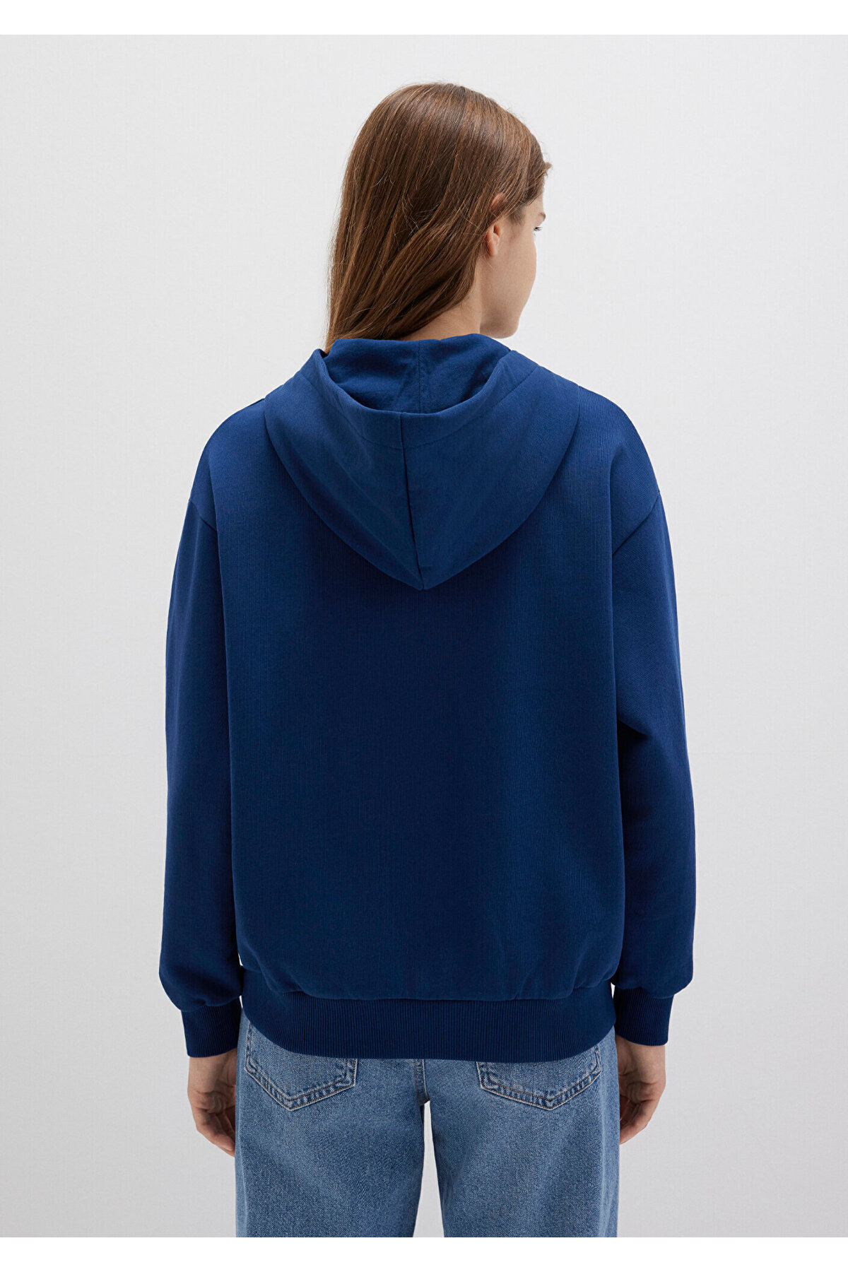 Mavi  Fermuarlı Kapüşonlu Lacivert Basic Sweatshirt 1611775-82625 - Görsel 4