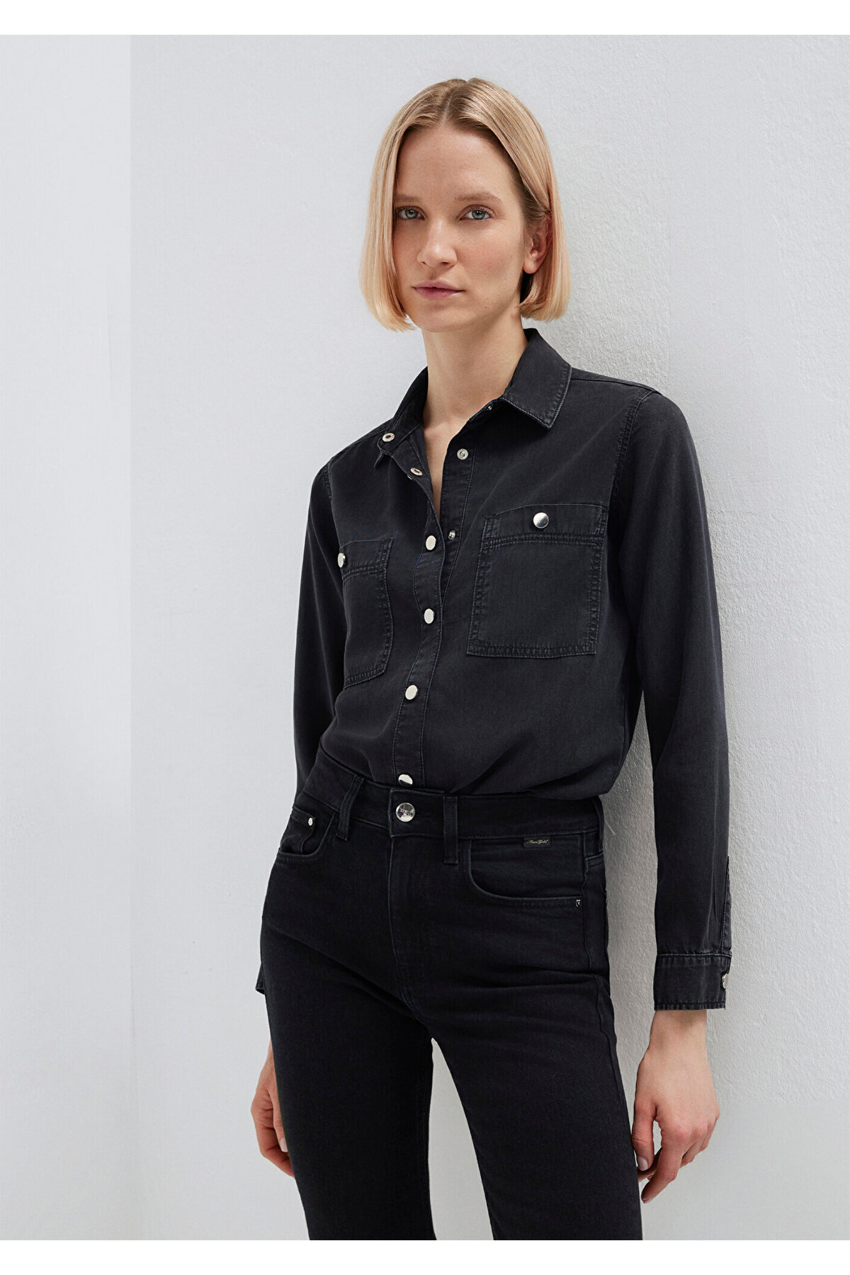 Mavi  Betty Gold Klasik Antrasit Jean Gömlek Fitted / Vücuda Oturan Kesim 1210818-87811
