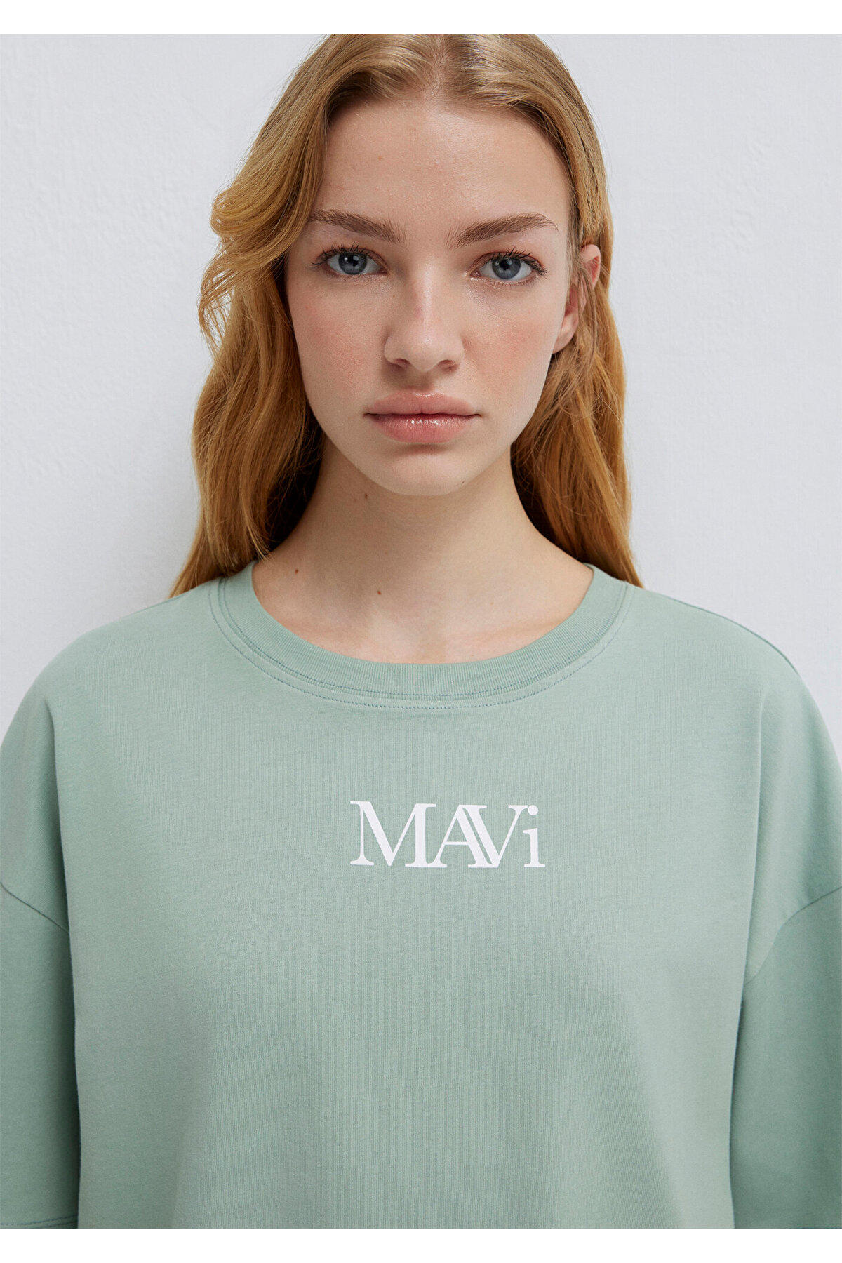 Mavi  Logo Baskılı Yeşil Tişört Oversize / Geniş Kesim 1611593-71787 - Görsel 7