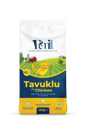 Petipure Tavuklu Kuru Yetişkin Kedi Maması 10 Kg - Besleyici Vitamin İlaveli ...