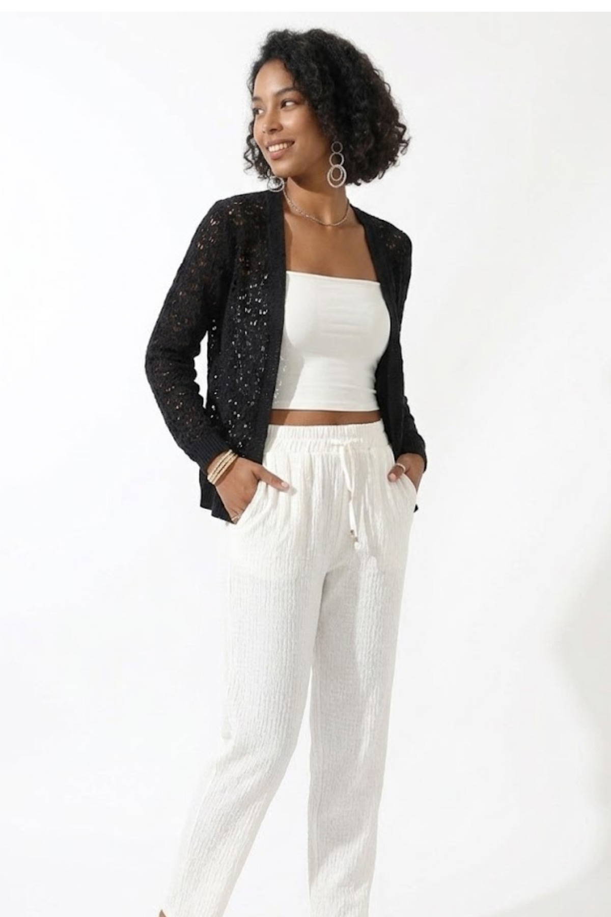 Devinka  Kadın Siyah Dantel Hırka - Görsel 2