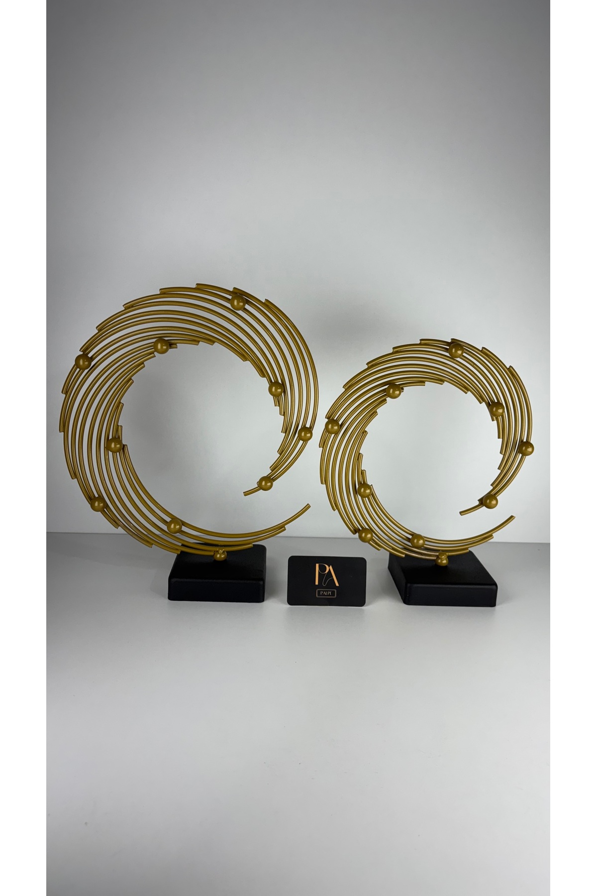 Gold 2-Piece Metal Decorative Object Trinket Ornament Hall Accessory Tv Coffee Table Table Console Office Hall Decor