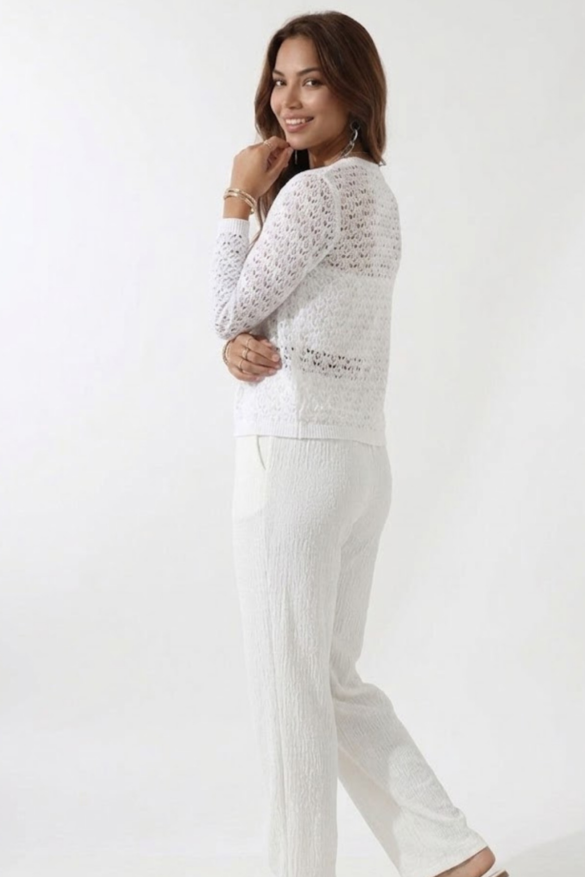 Devinka  Kadın Beyaz Dantel Hırka - Görsel 4