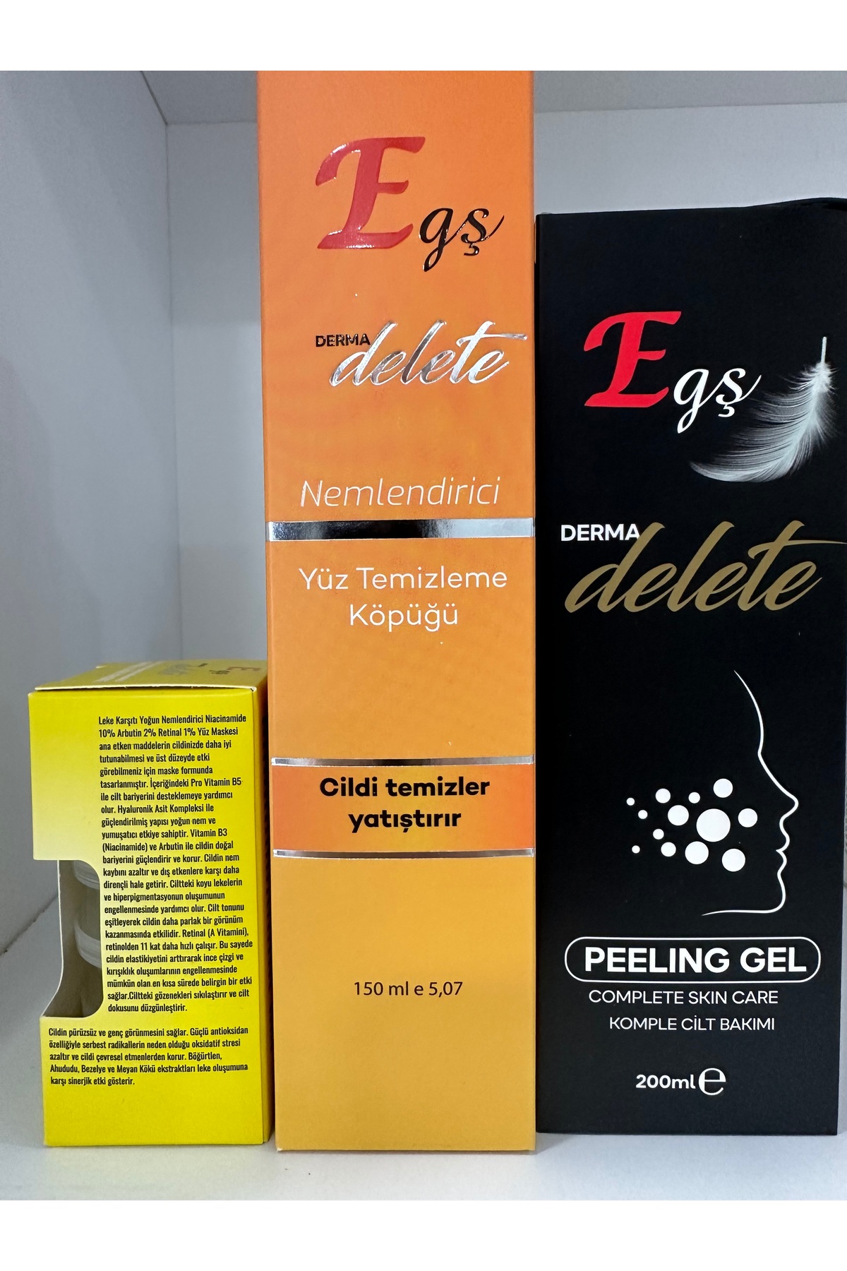Egş DERMA delete کرم لایه بردار + فوم پاک کننده صورت + کپسول کاغذی بمب مرطوب کننده + ماسک ضد جوش - مجموعه ۳ در ۱ - ۲۰۳۵