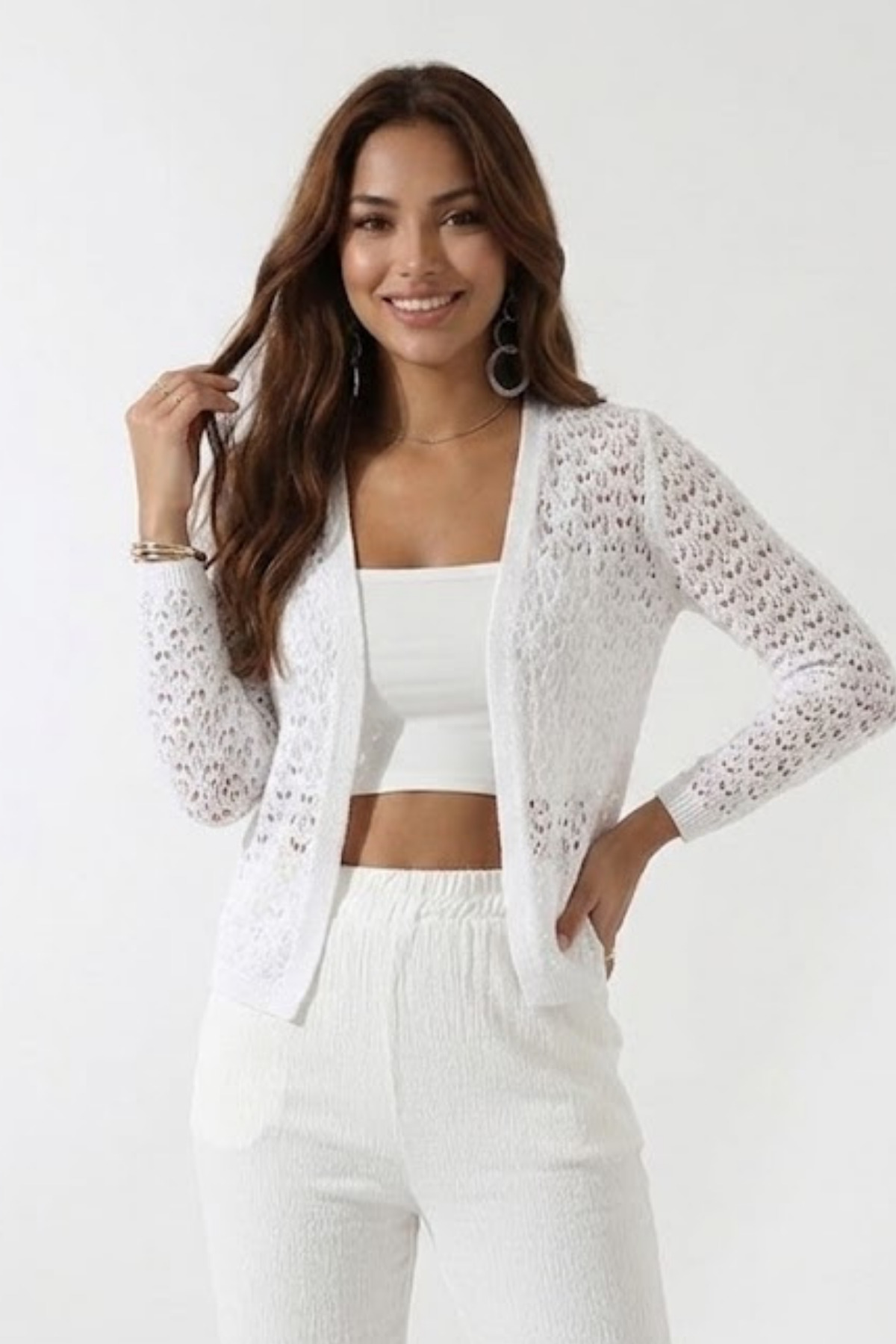 Devinka  Kadın Beyaz Dantel Hırka - Görsel 6