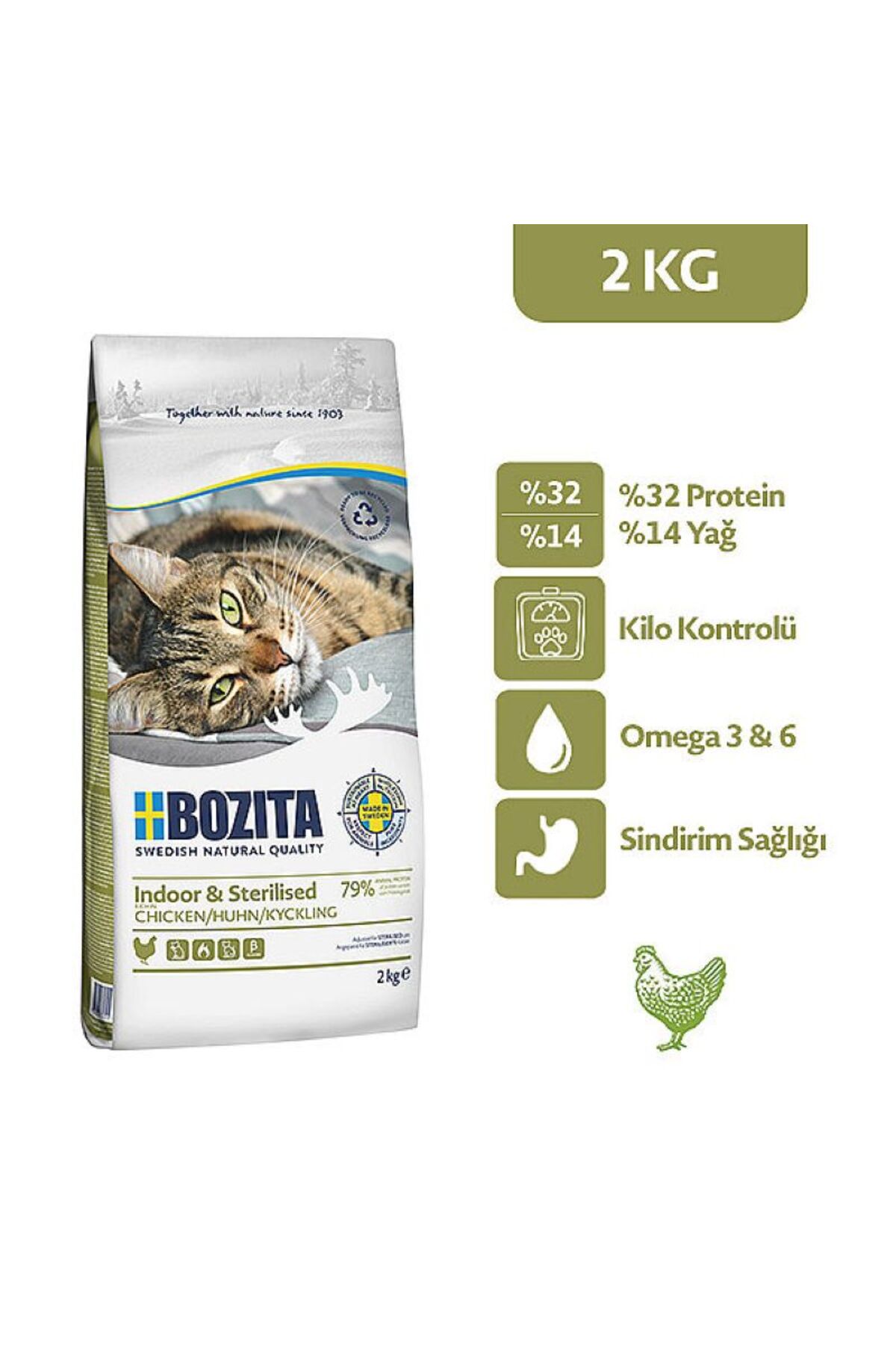 Bozita Adult Indoor Tavuklu Kısırlaştırılmış Yetişkin Kedi Maması