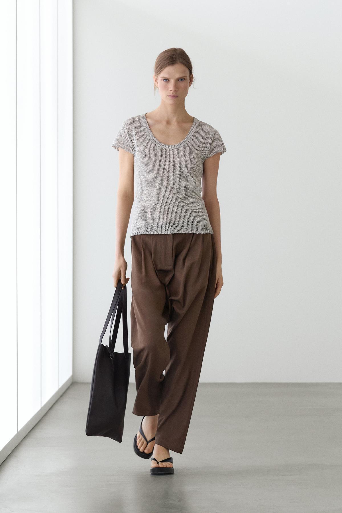 Massimo Dutti  İplik detaylı kısa kollu triko kazak - Görsel 2