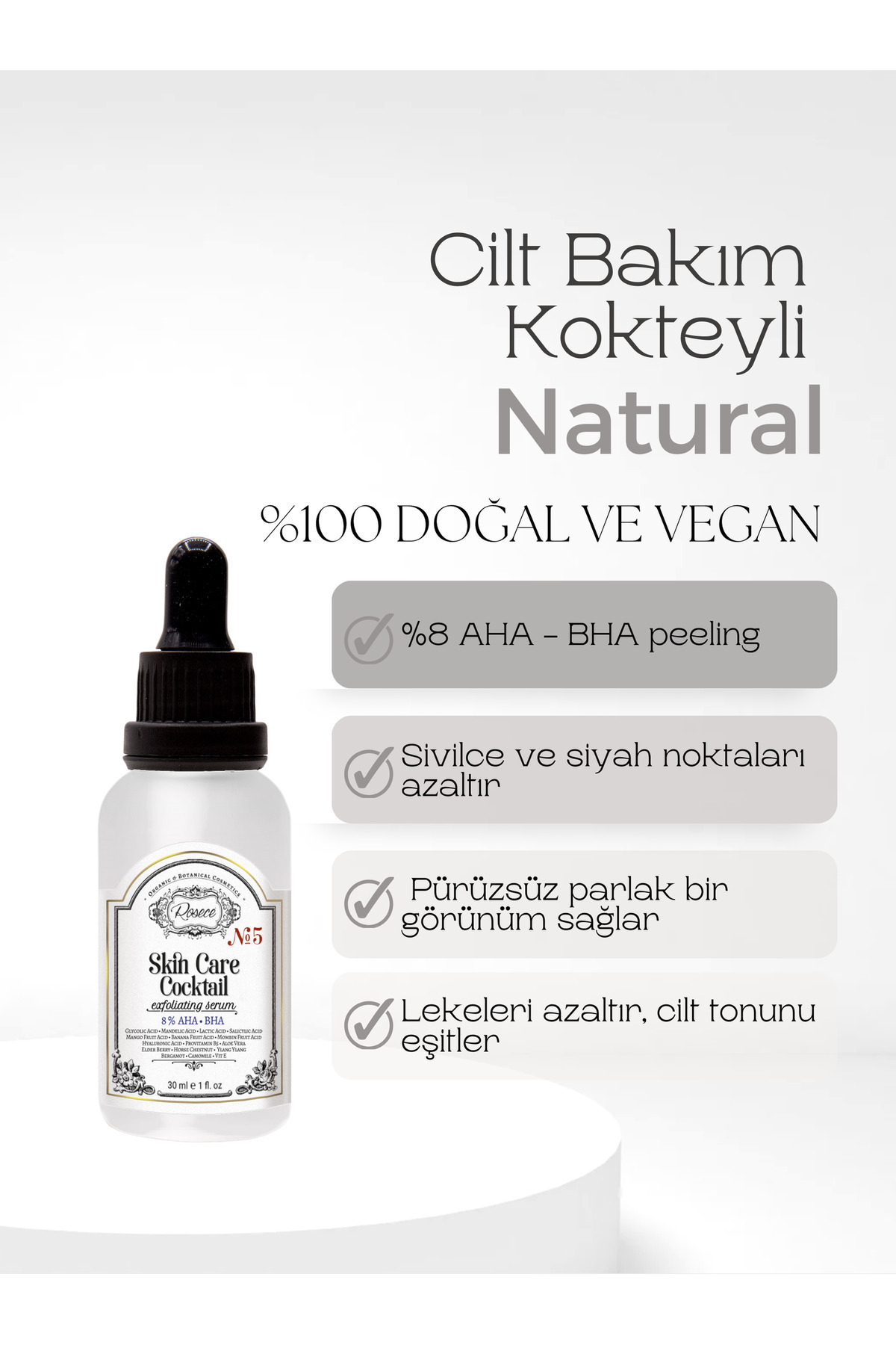 Cilt Bakım Kokteyli Eksfolyan Serum | Doğal Aha-bha Peeling Akne Leke Gözenek Karşıtı| 30 ml — R05 — تصویر 2 از 2