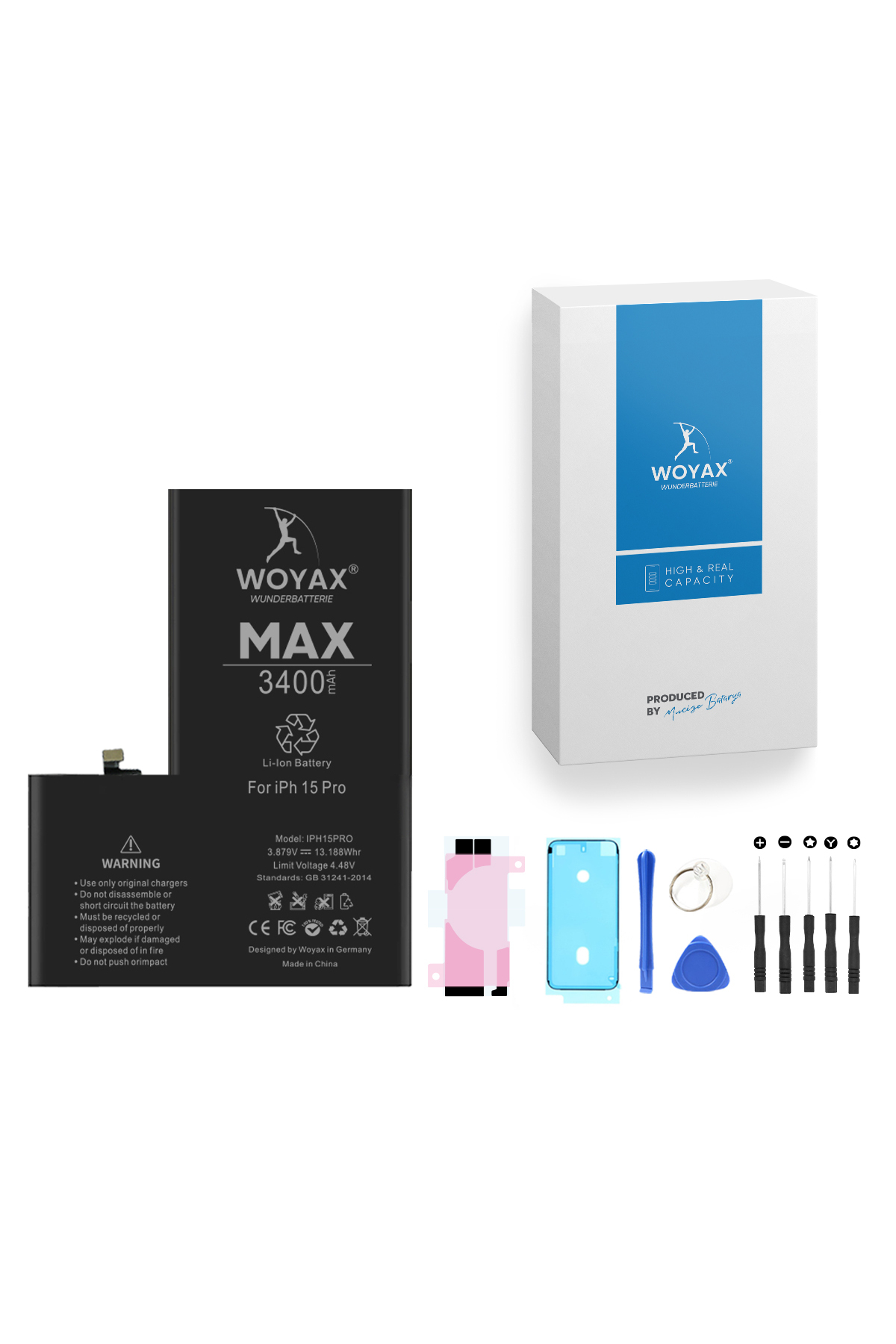 Woyax iPhone 15 Pro Batarya 3400 Mah Premium Yüksek Kapasite