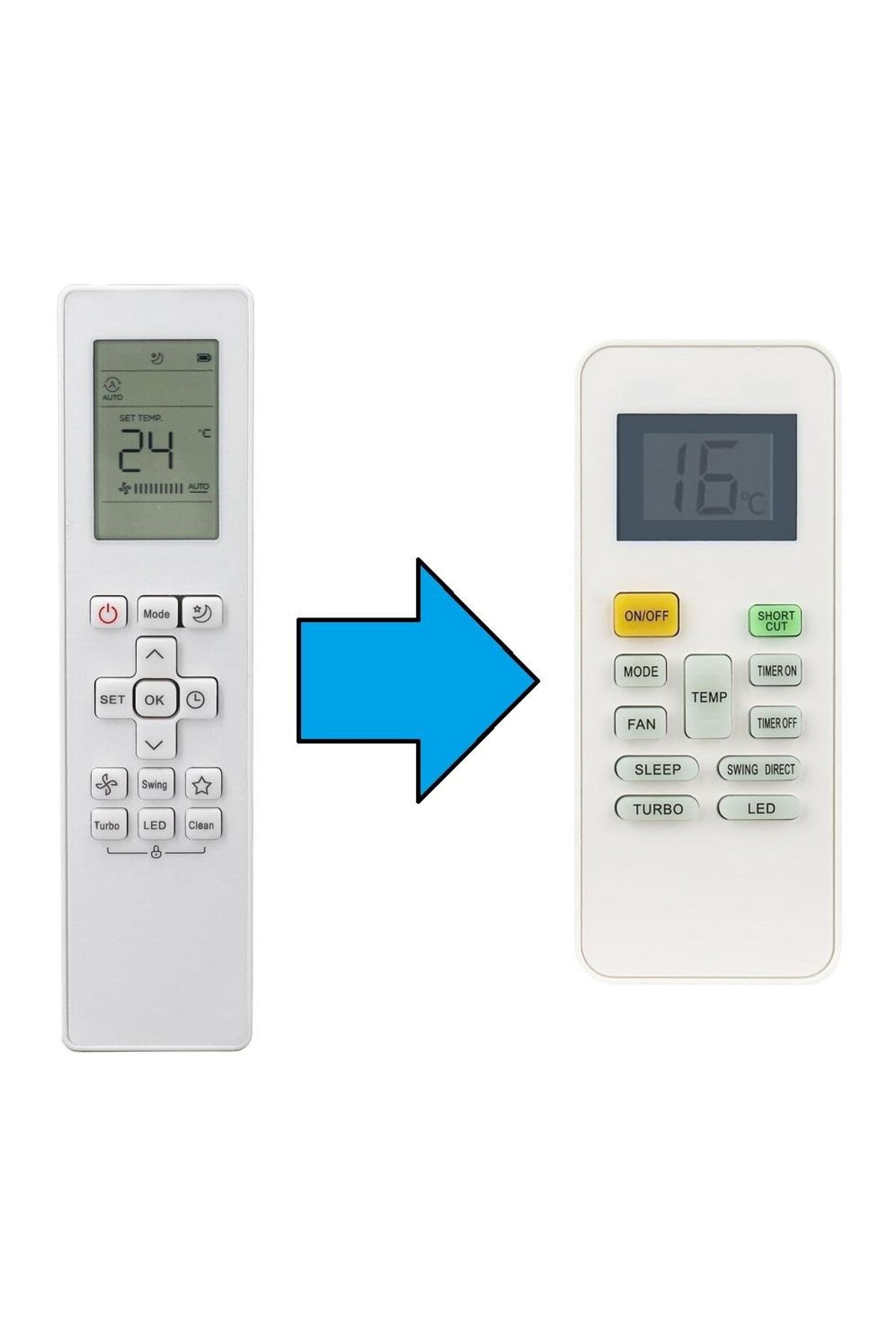Bosch ile Uyumlu Type:RG10B(G)BGEF Klima Kumandası-Resimde Sağdaki Gönderilir