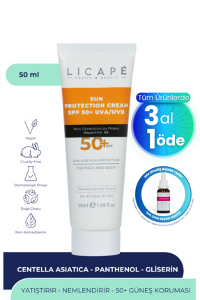 Licape Çok Yönlü Yüksek Korumalı Spf +50 Faktör Uva - Uvb Güneş Kremi 50 ml