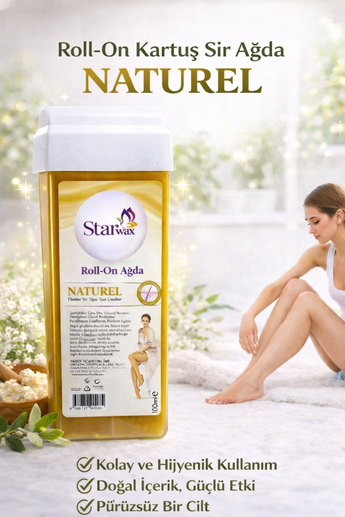 Roll On Kartuş Sir Ağda | Natürel | Tüm Ciltler İçin | 24l'u Paket (24x100 ml) — NATÜREL-AĞDA-100X24 — تصویر 4 از 6