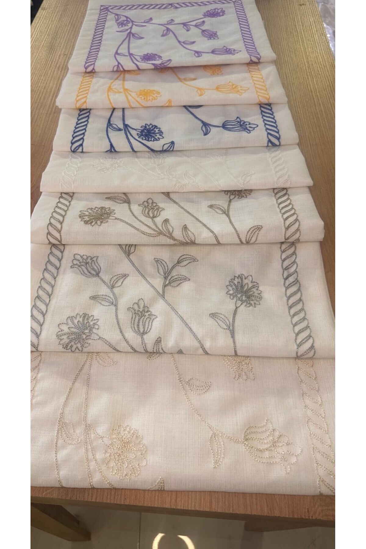 Runner On Desk Cappiçino Color Floral Embroidery Embroidered Runnur Single Runner Dowry Products