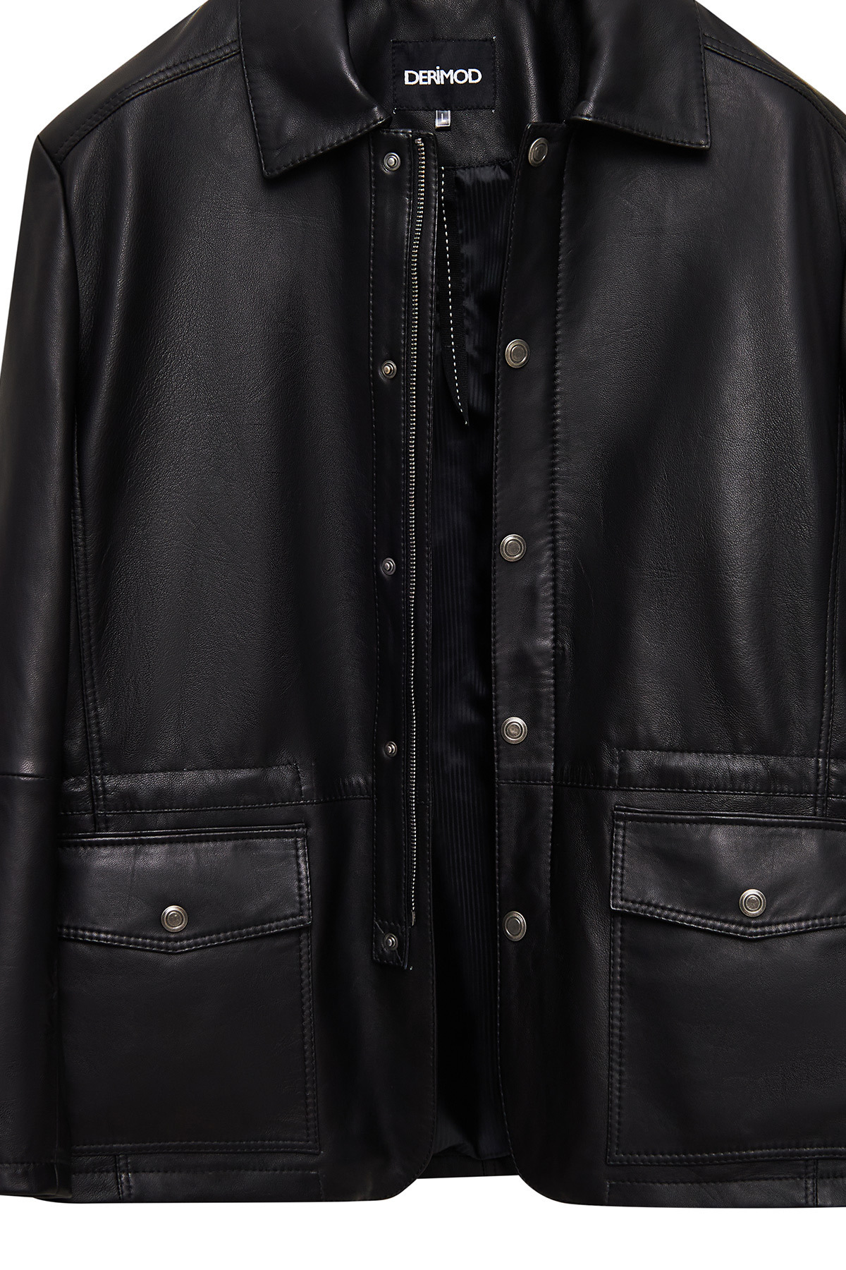 Derimod  Salah Erkek Siyah Gömlek Yaka Deri Mont 25WGD6585U4 - Görsel 2