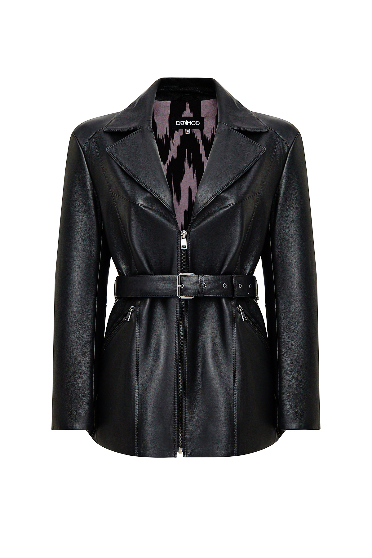 Derimod  Scarlet Kadın Siyah Kürk Yaka Deri Mont 25WGD5621U5 - Görsel 3