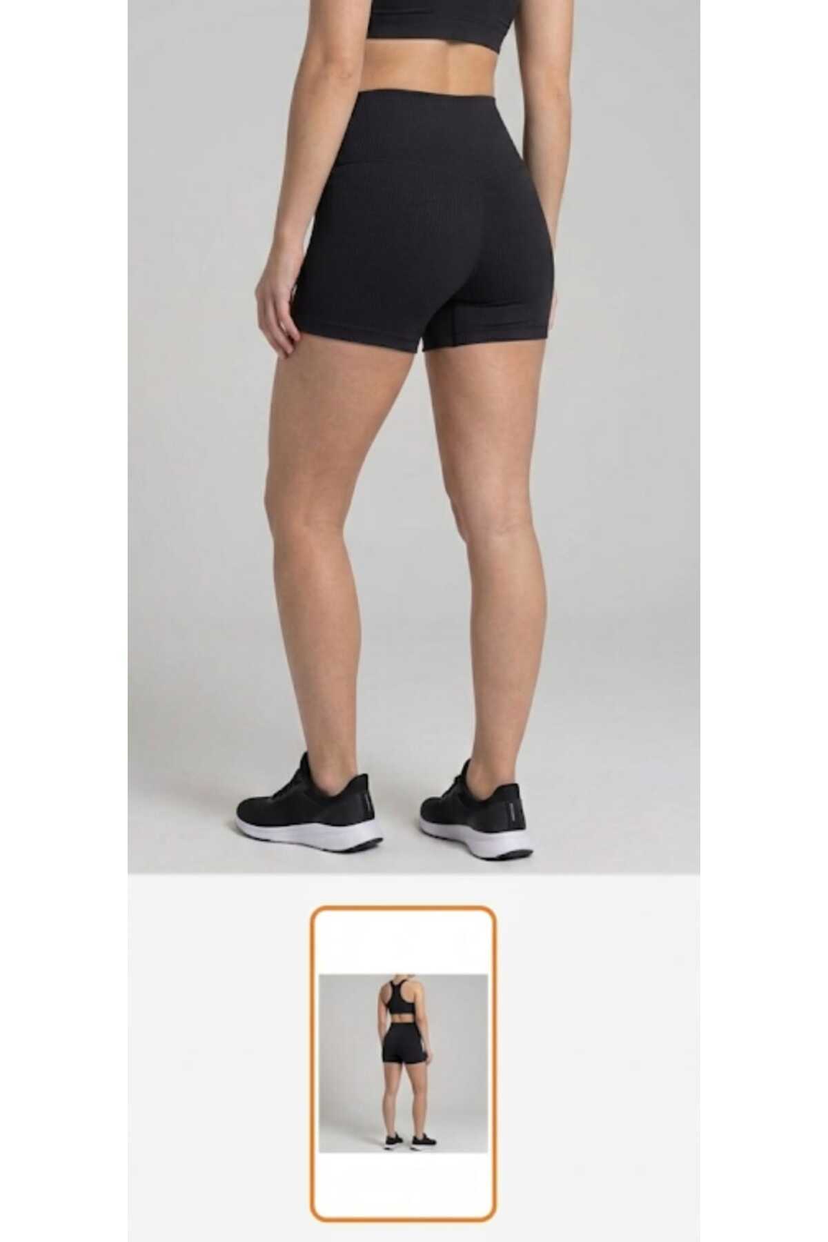 ZUM Kısa Tayıt Siyah Polyamid Dalgıç Kadın Yüksek Bel Mayo Bikini Tarzı Ultra Likralı Günlük Sporcu Yoga görsel 2