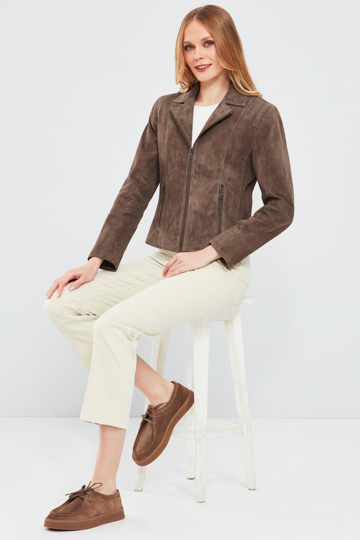 Derimod  Lara Kadın Vizon Süet Deri Ceket 23WGE588110 - Görsel 4