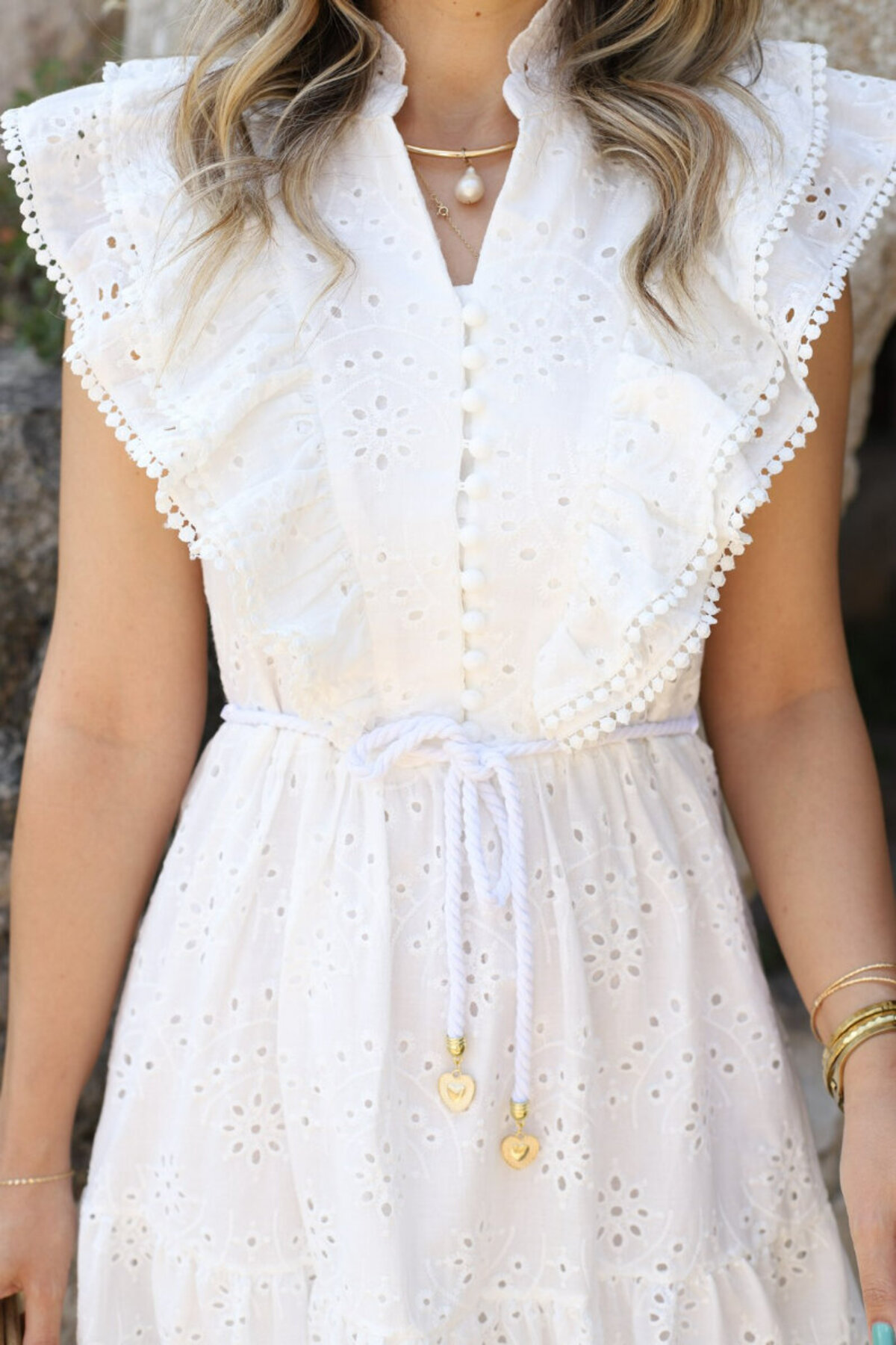 bytugcekaya  Beyaz Önü Fırfırlı Sıfır Kol Fisto Elbise - Görsel 5